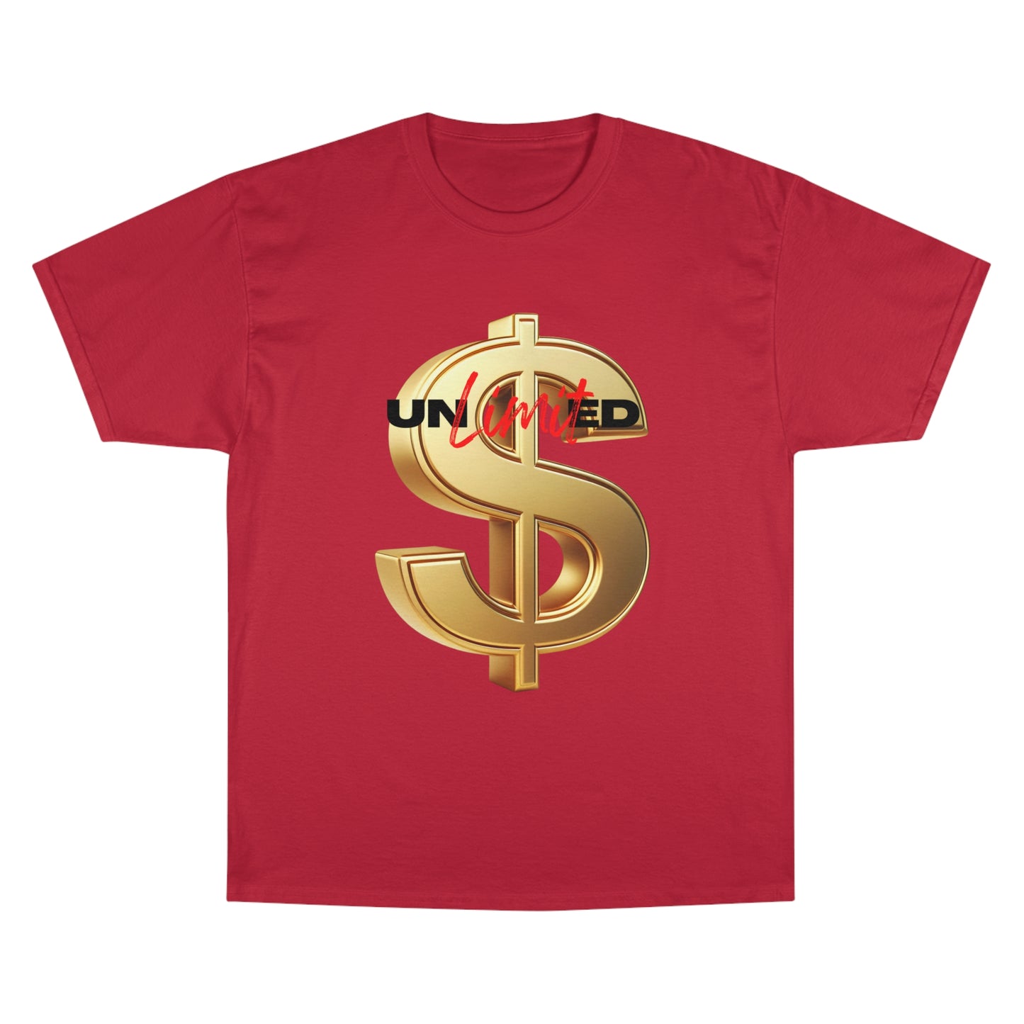 Limited Edition Champion T-Shirt - Gold Dollar Sign & 'Unlimited' Print