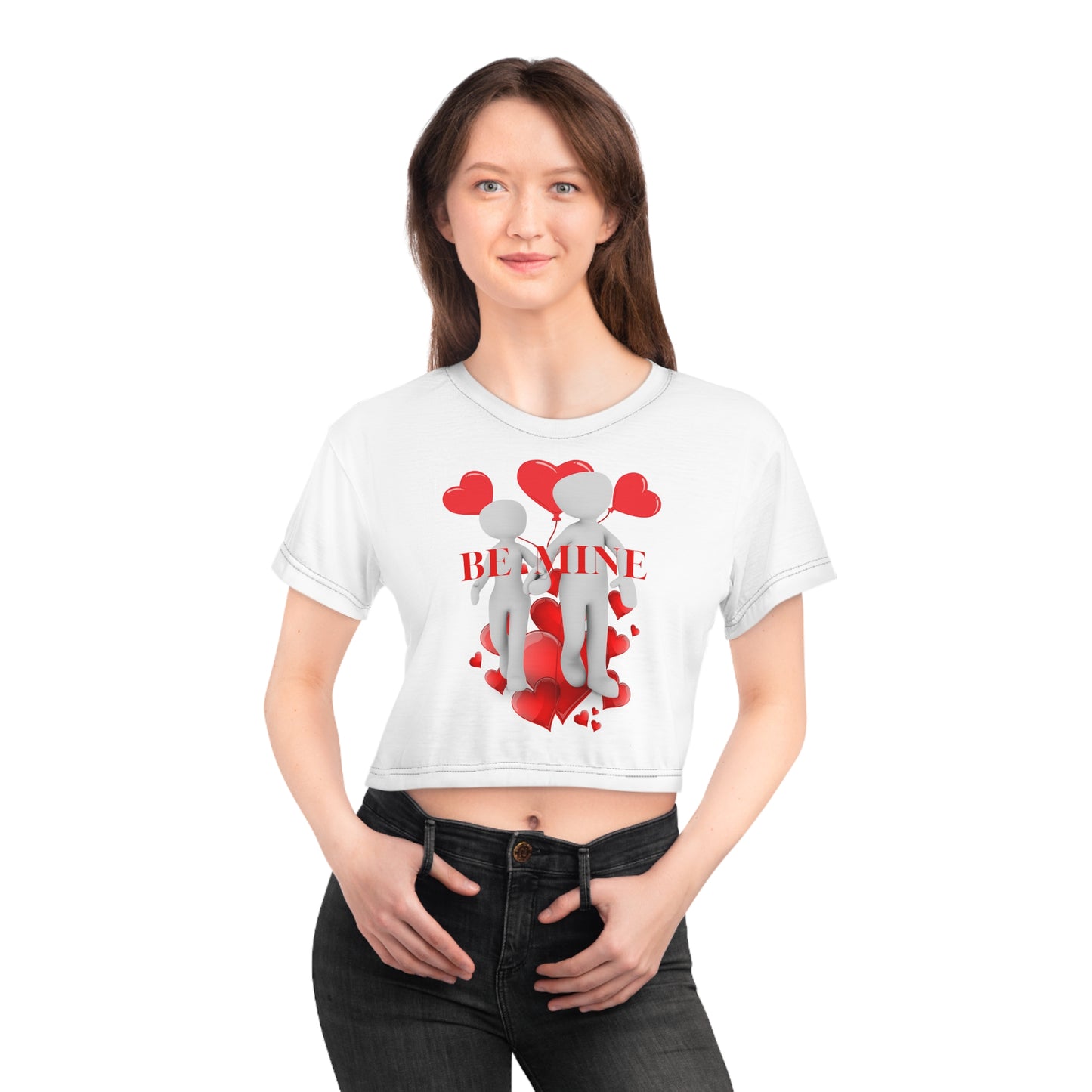 Valentine's Love Hearts Crop Tee - Perfect for Couples & Date Night