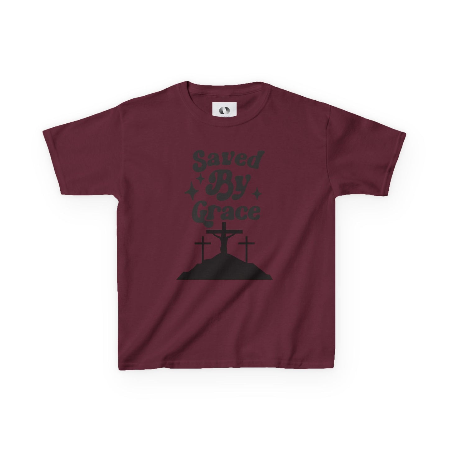 Kids Heavy Cotton™ Tee - 'Saved By Grace' Christian T-Shirt