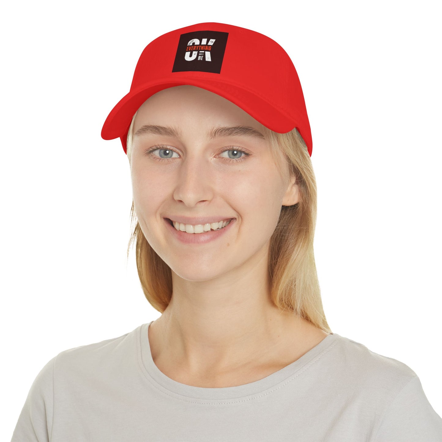 Everything Will Be OK Low Profile Baseball Cap - Positive Vibe, Adjustable Red Hat