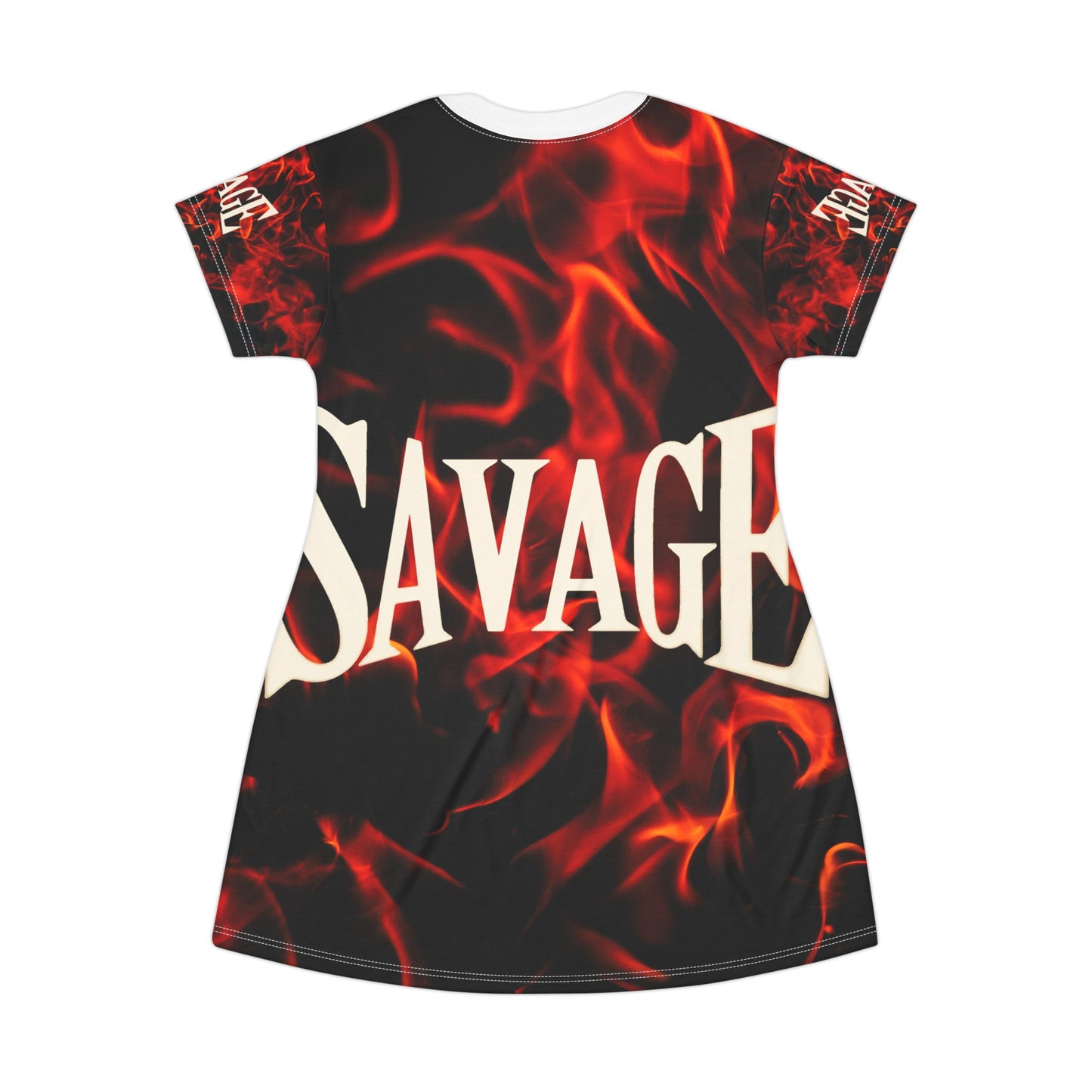 Savage Fire Graphic T-Shirt Dress for Bold Style