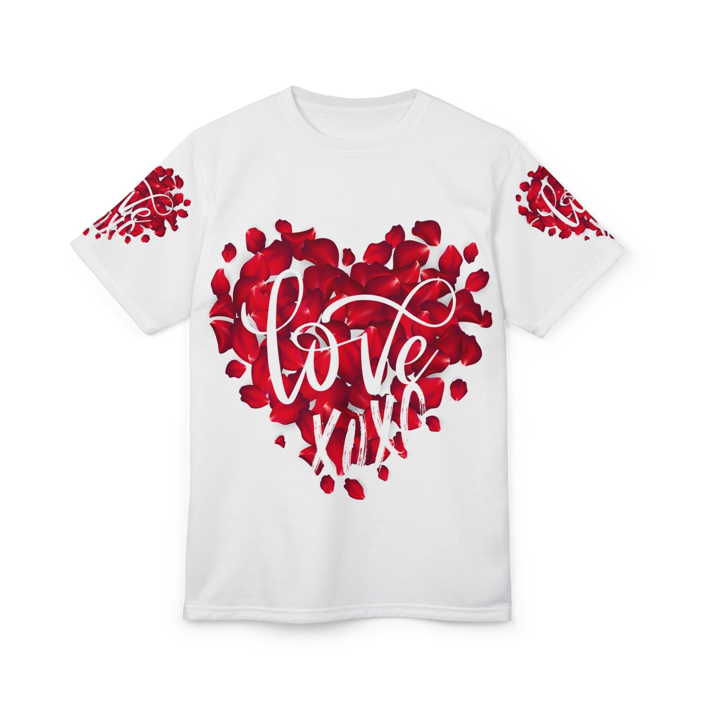 Love Heart Unisex Cut & Sew Tee - Romantic Floral Design