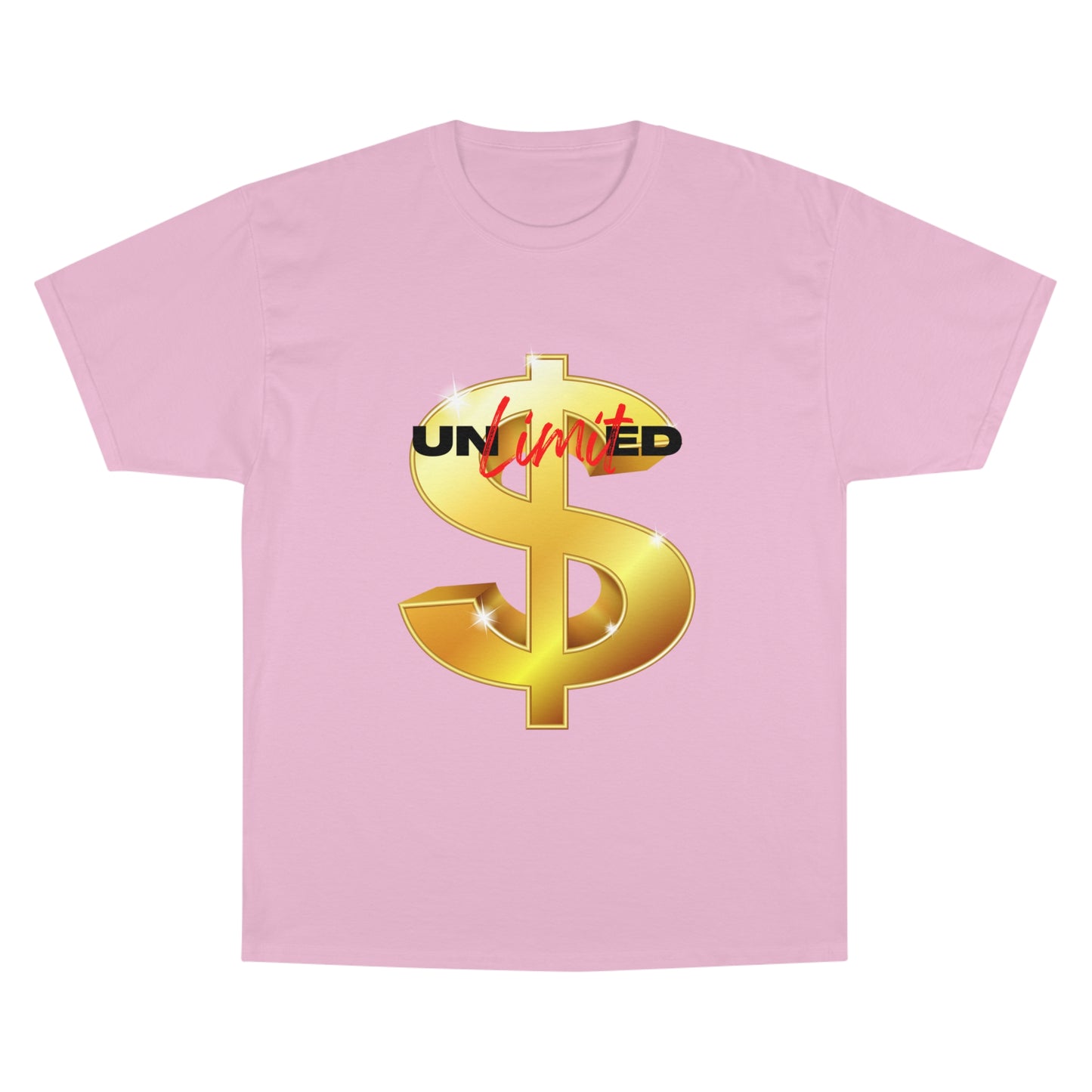 Unlimited Wealth Champion T-Shirt - Gold Dollar Sign Graphic