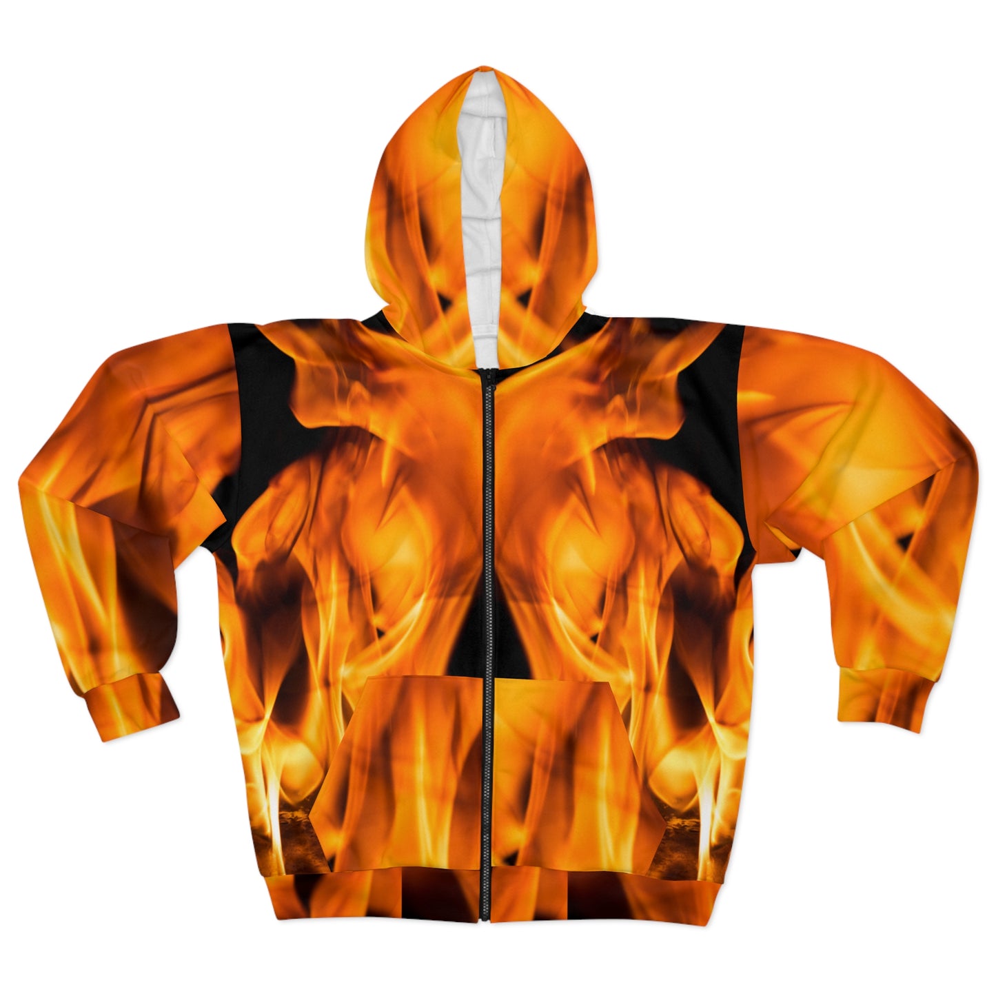 Unisex Zip Hoodie - Fiery Flame Design for Bold Style