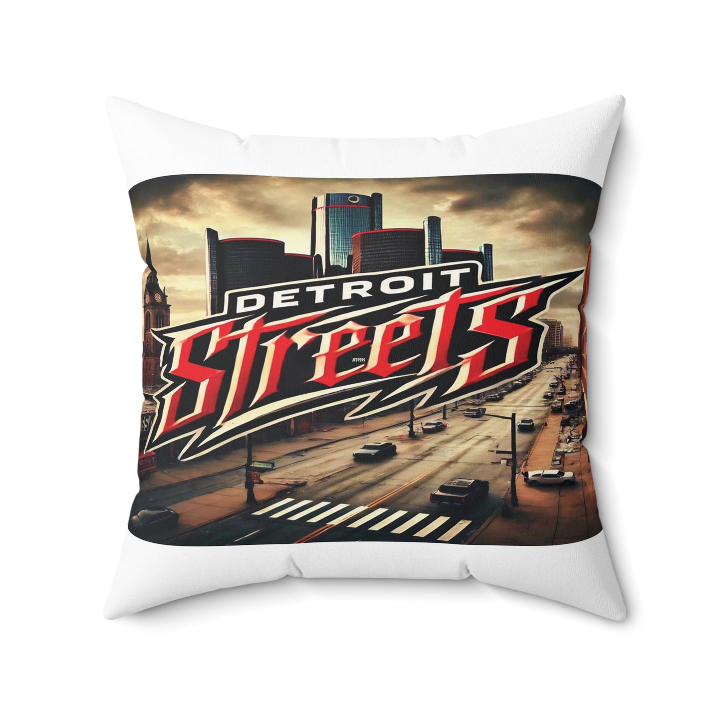 Detroit Streets Decor Pillow - Urban Home Accent Cushion