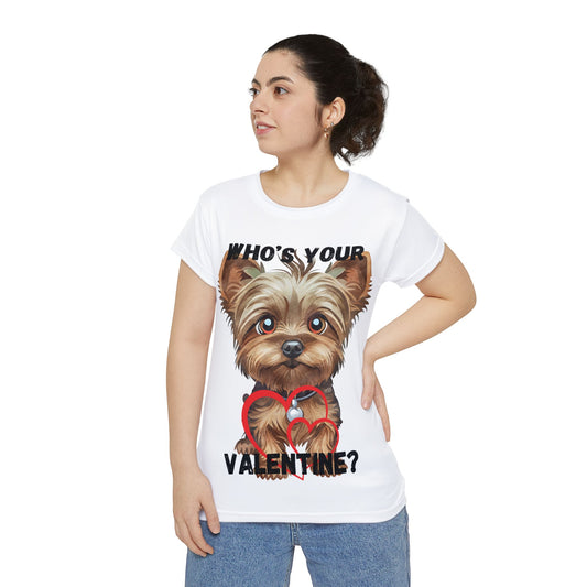 Valentine's Dog Lover Tee - Cute Short Sleeve Shirt with 'Who's Your Valentine?' Print