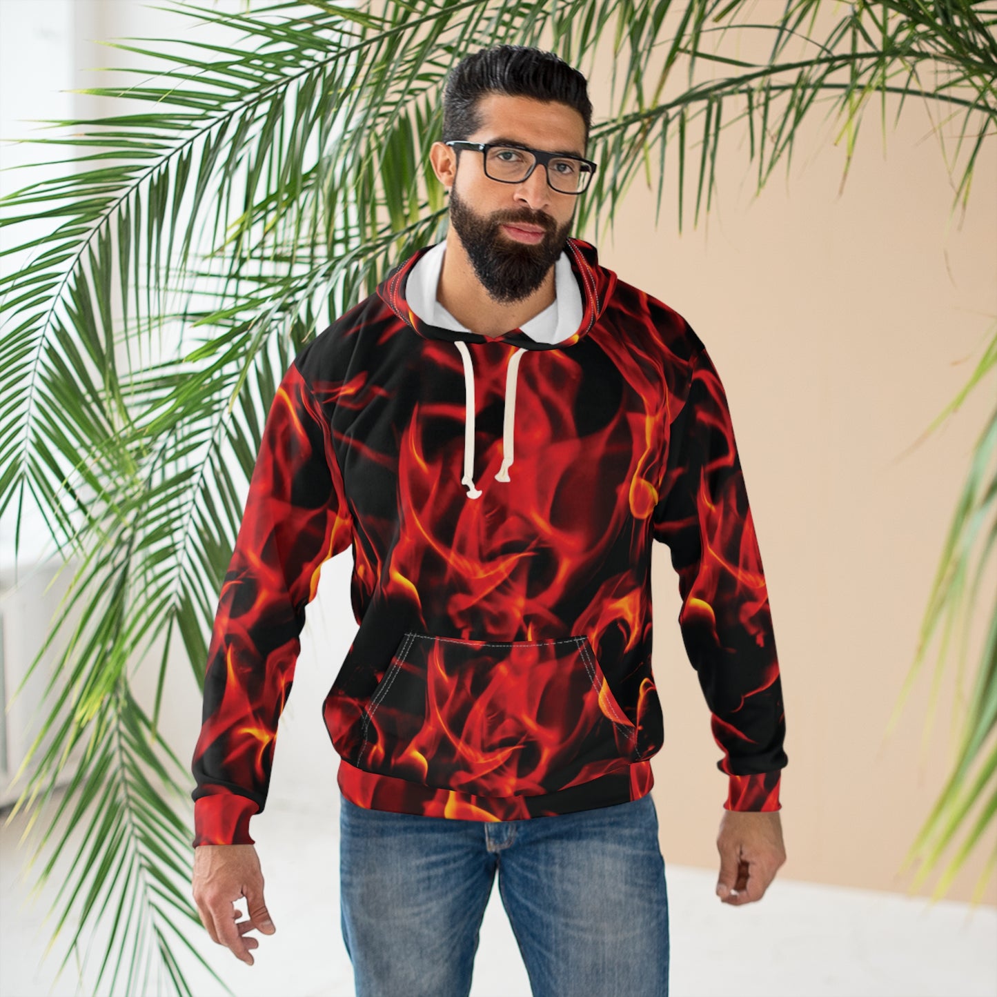 Fiery Flames Unisex Pullover Hoodie | Trendy & Cozy Apparel for Casual Wear