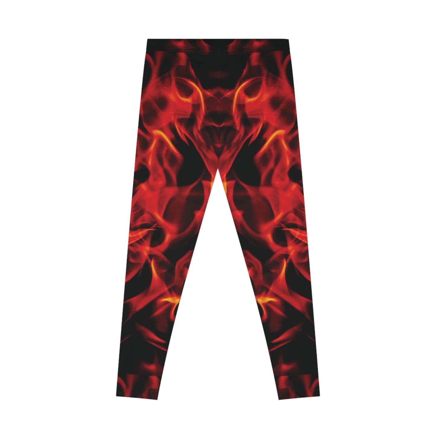 Fiery Flame Print Stretchy Leggings - Stylish Athleisure for Fitness Enthusiasts