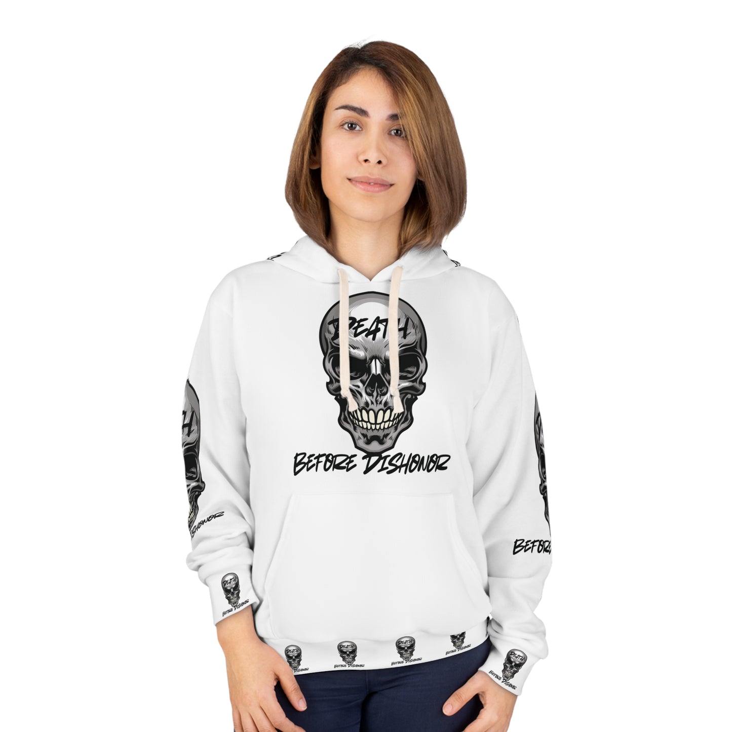 Death Before Dishonor Skull Graphic Unisex Pullover Hoodie - 'Death Before Dishonor' Statement Apparel