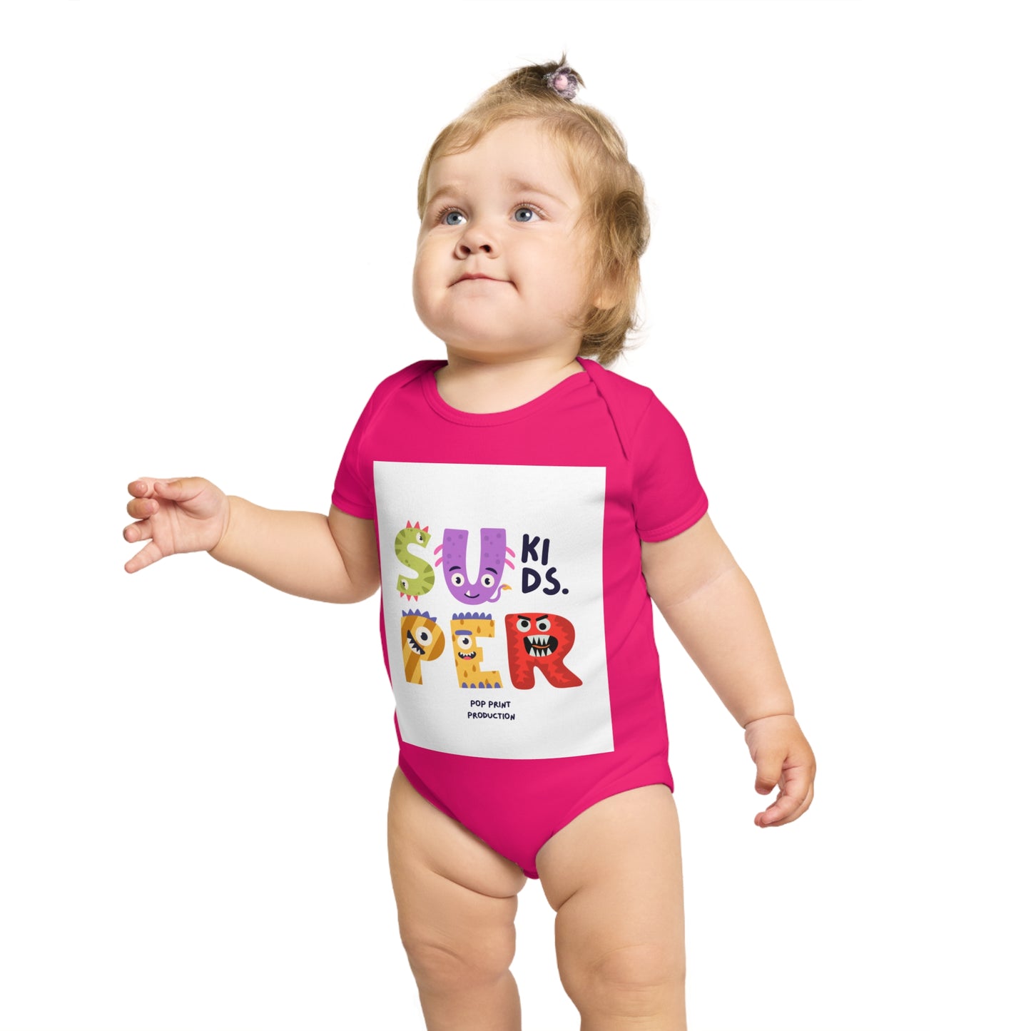 Super Kids Short Sleeve Baby Bodysuit - Fun & Colorful Design for Playful Infants