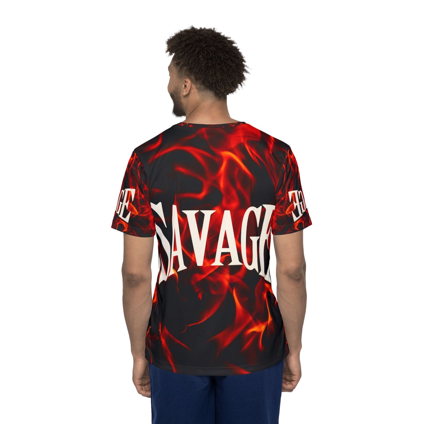 Savage Flames Men's Sports Jersey - Bold Graphic Tee for Athletes and Casual Wear