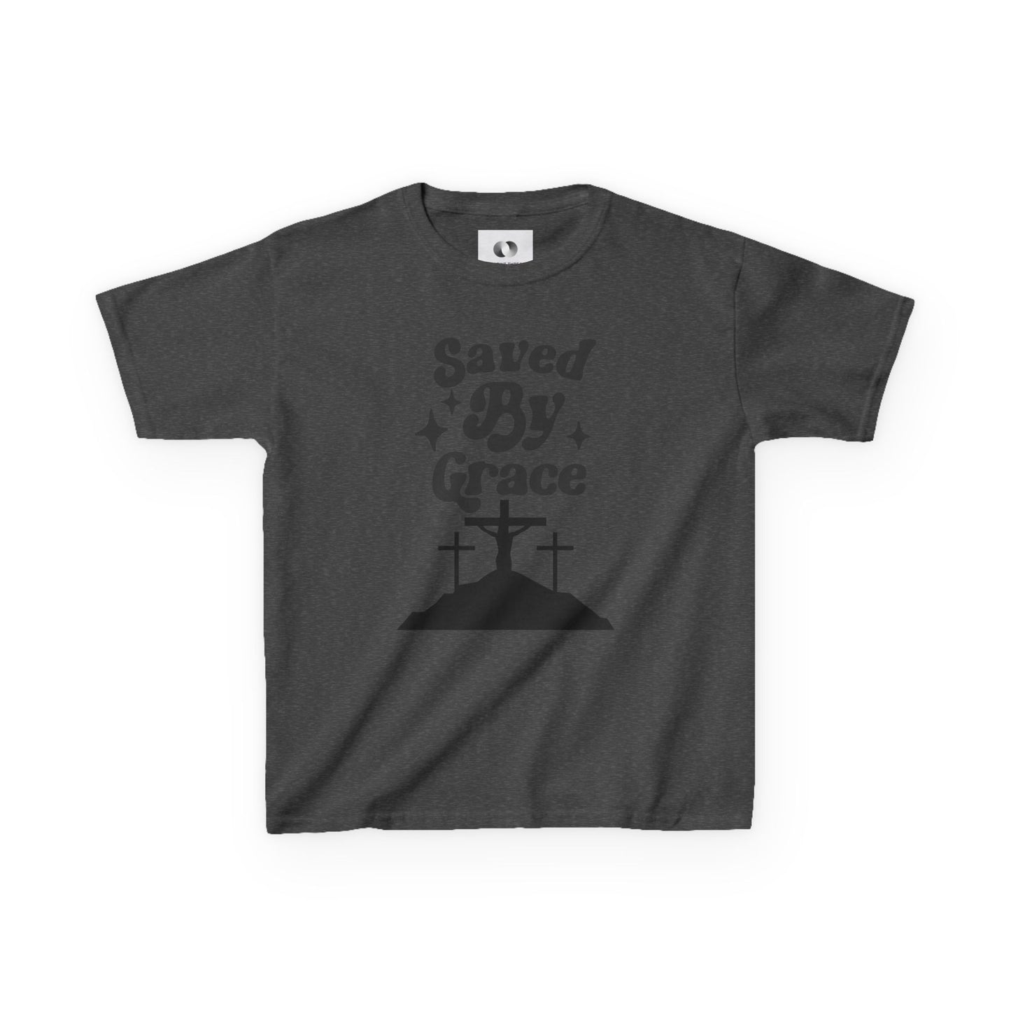 Kids Heavy Cotton™ Tee - 'Saved By Grace' Christian T-Shirt