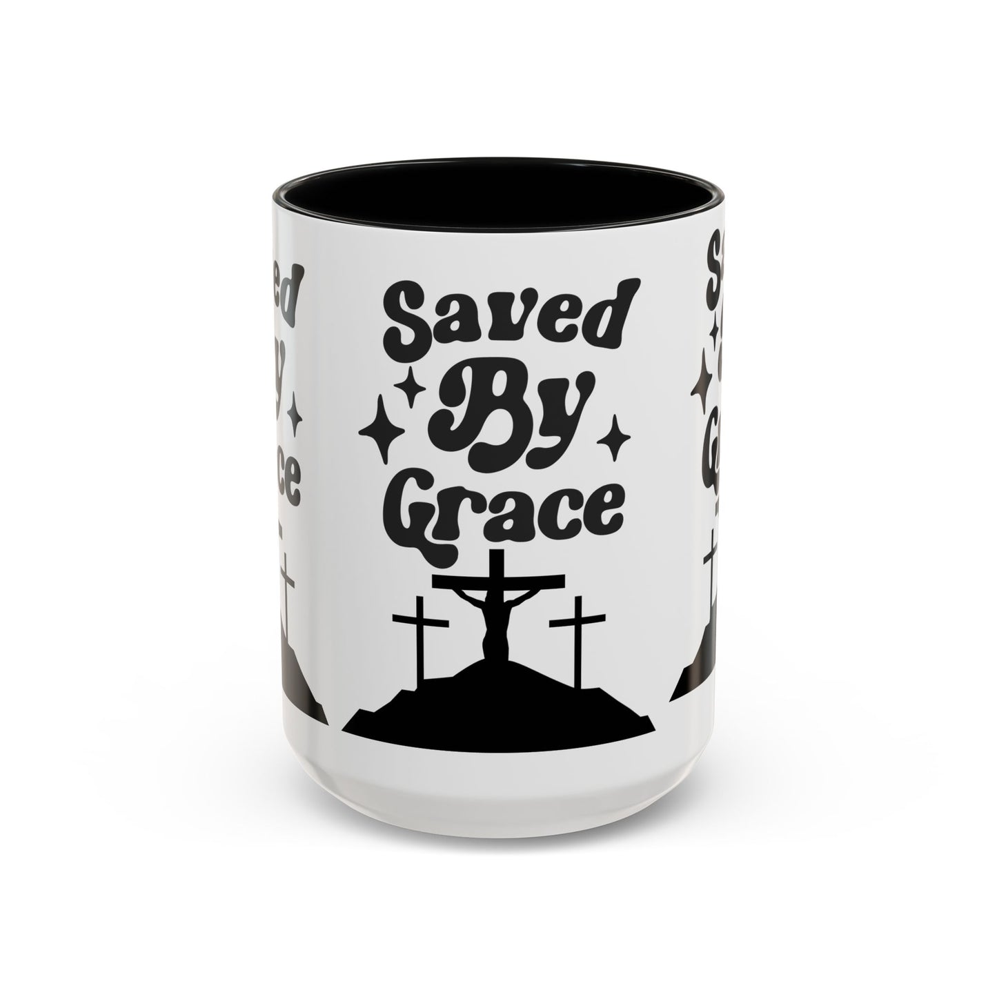 Saved By Grace Accent Coffee Mug - Inspirational Christian Gift (11, 15oz)