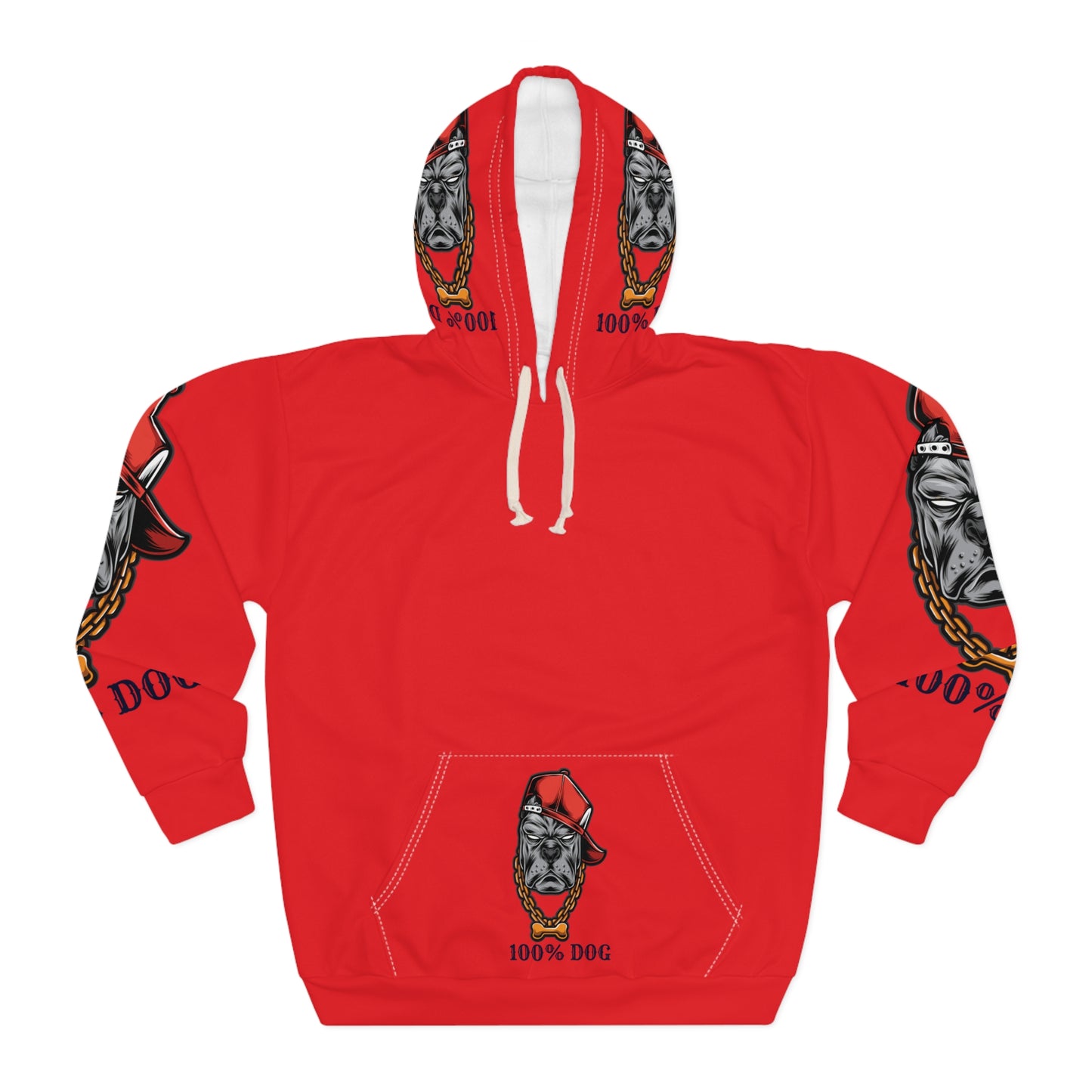 100% Dog Unisex Pullover Hoodie - Bold Red Pet Lover Apparel