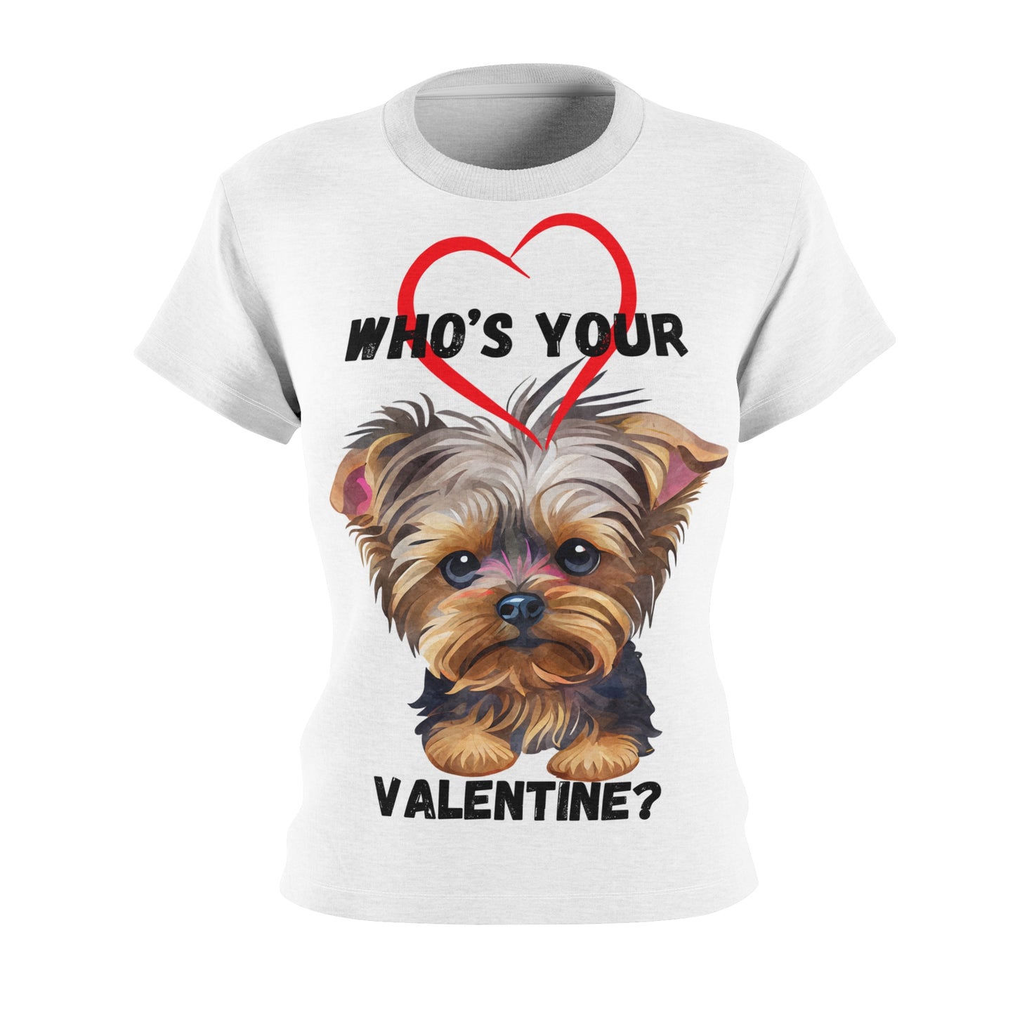 Valentine's Dog Lover Tee - Who's Your Valentine? Cute Women's Cut & Sew T-Shirt