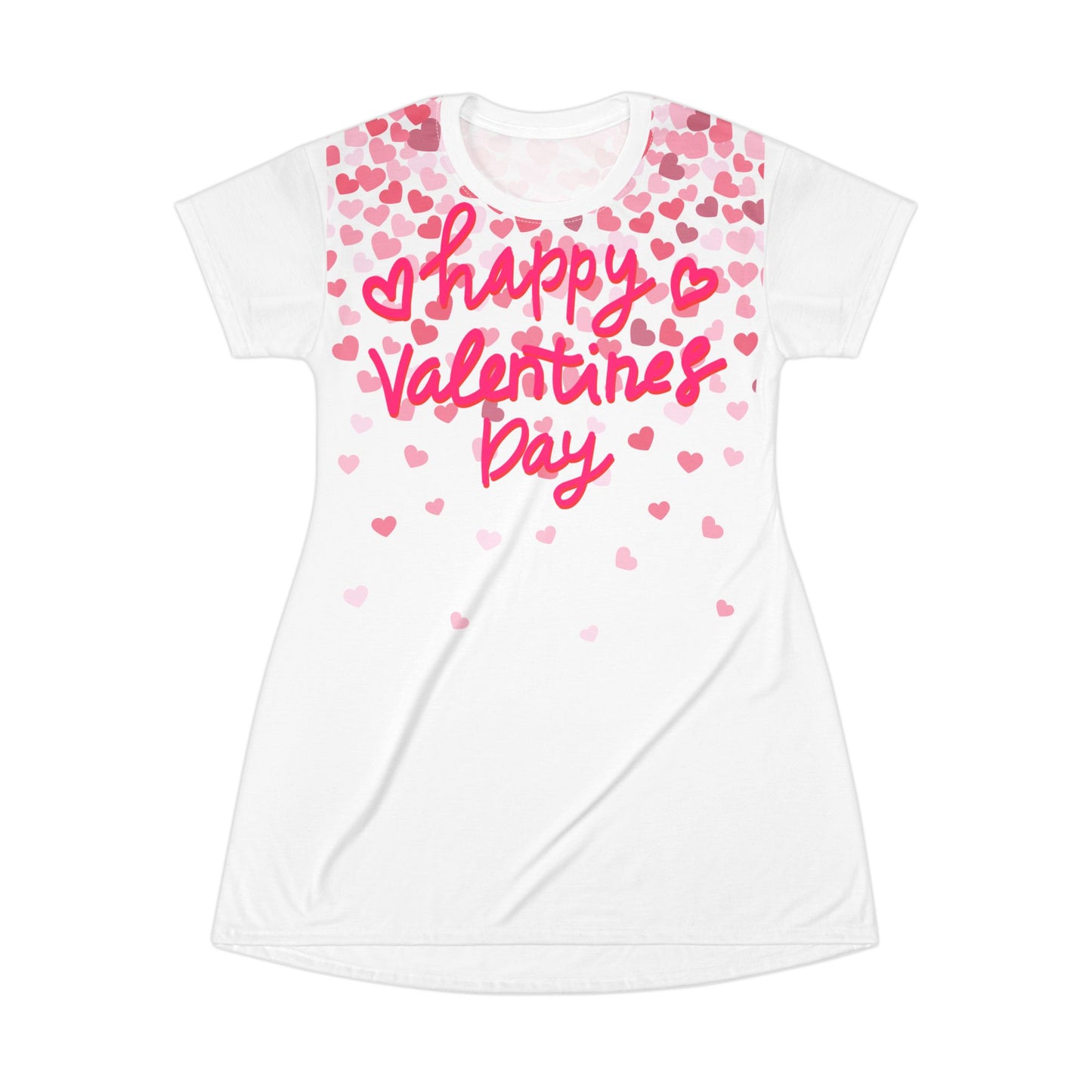 Happy Valentine's Day T-Shirt Dress - Cute Heart Design for Celebration