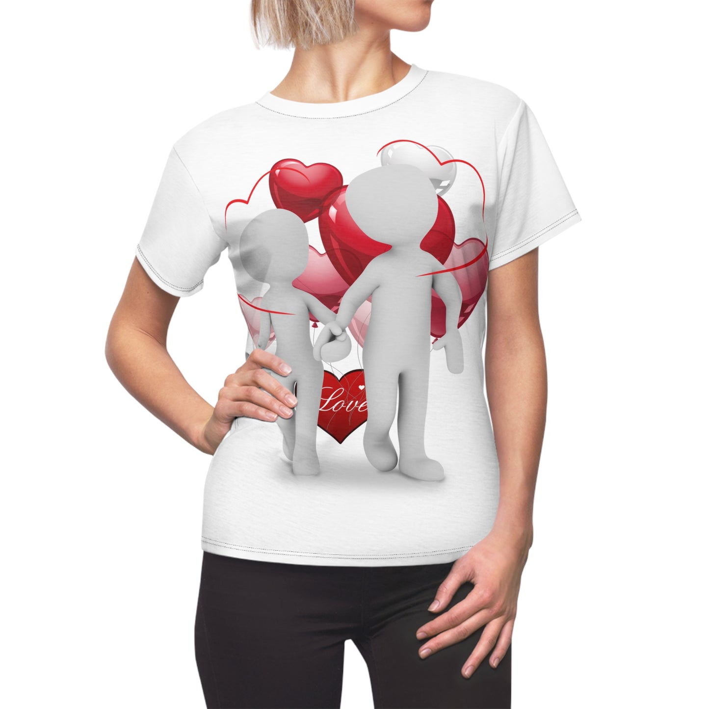 Romantic Love Illustration Tee for Women - Heart Design