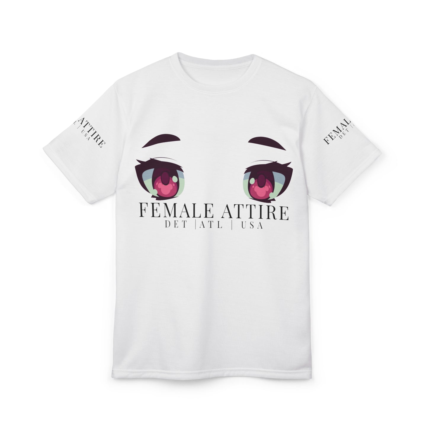 Anime-Inspired Unisex Cut & Sew Tee with Eye Graphic - Female Attire