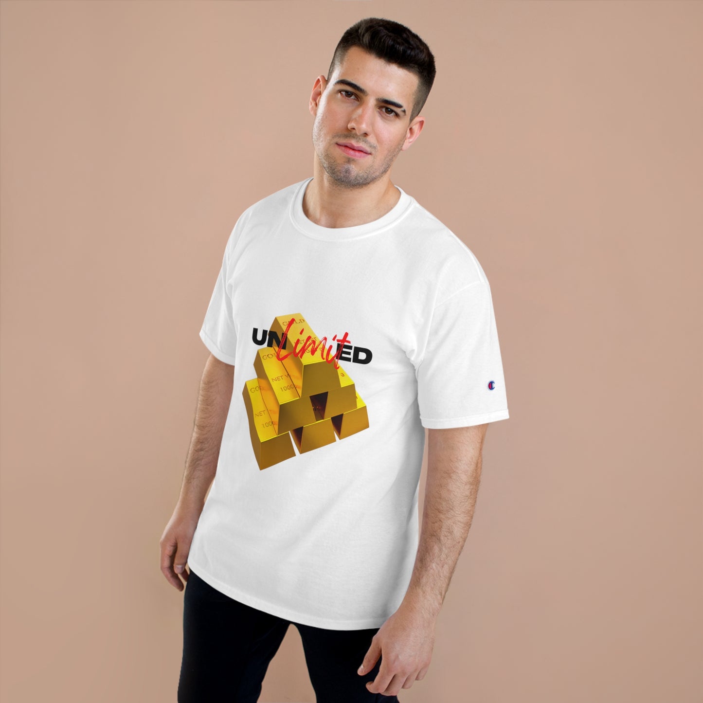 Champion Unlimited Graphic T-Shirt - Bold Gold Design for Trendy Casual Wear