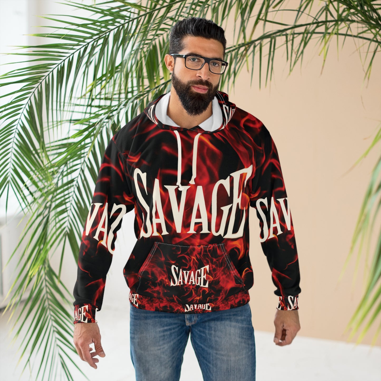 Savage Flame Unisex Pullover Hoodie - Bold & Edgy Streetwear