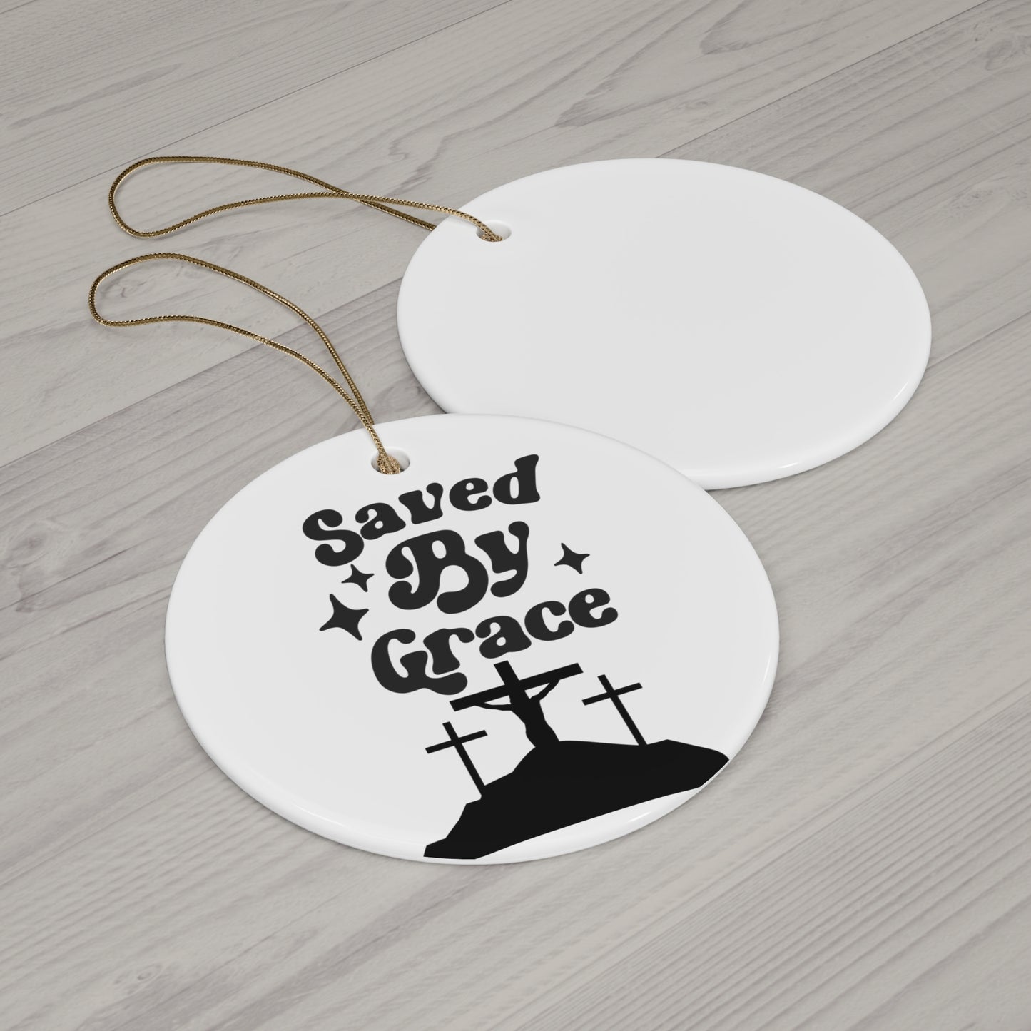 Saved By Grace Ceramic Ornament - Faith-Inspired Star Decor for Christmas & Celebrations