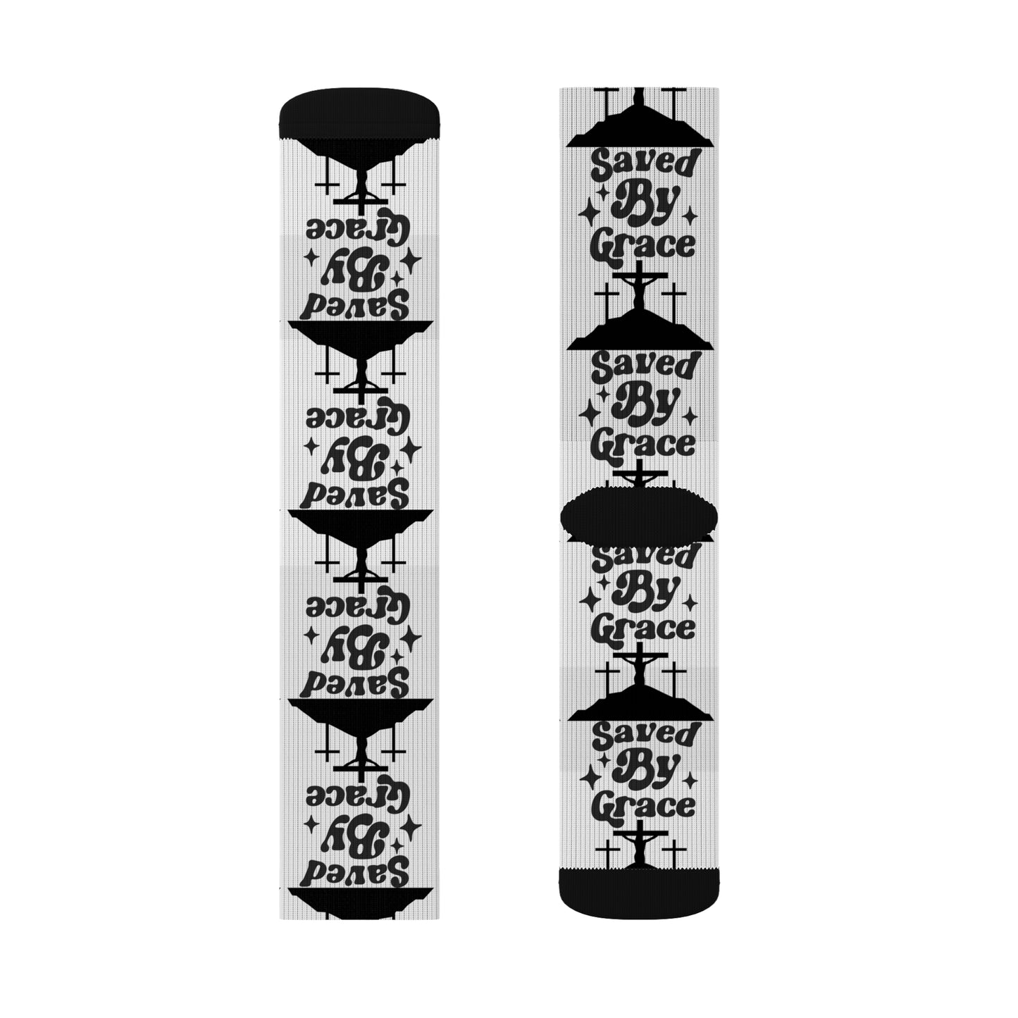 Saved by Grace Sublimation Socks - Faith-Inspired Fashion for Every Occasion