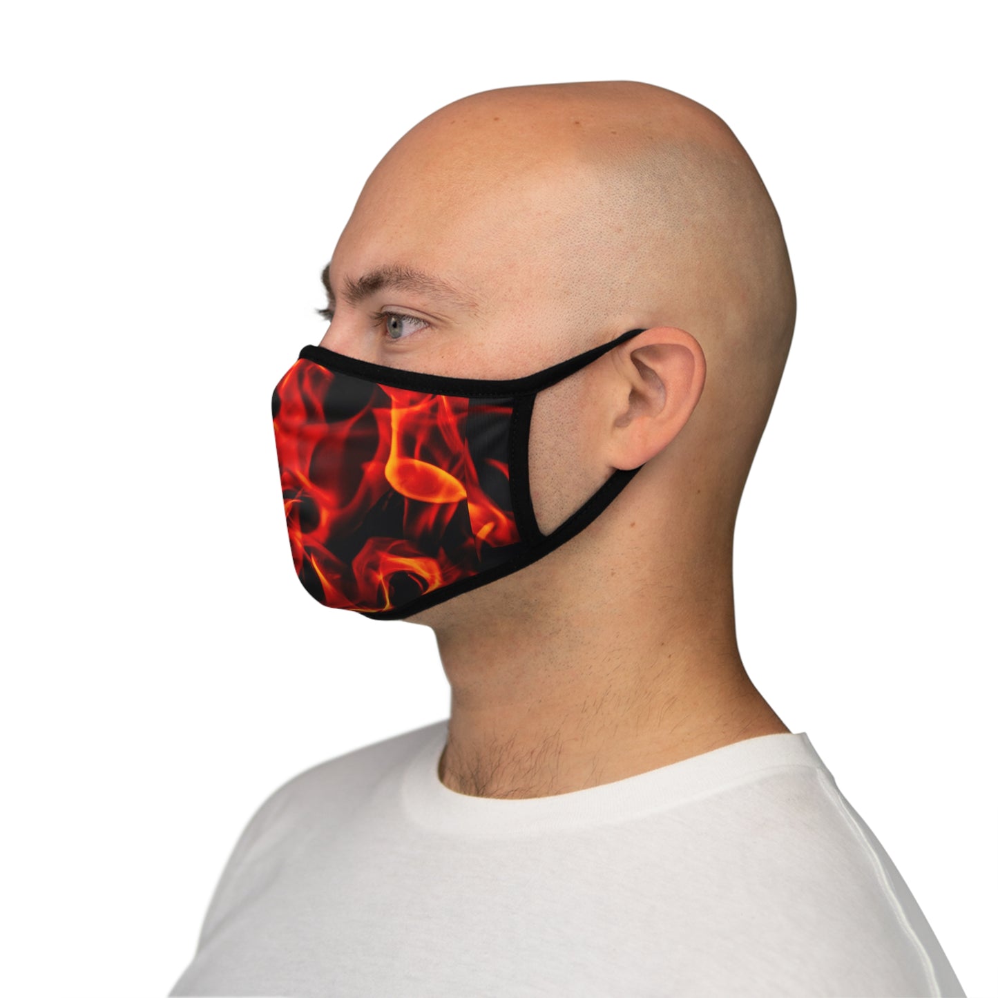 Flame Fitted Polyester Face Mask - Bold Flame Design for Stylish Protection