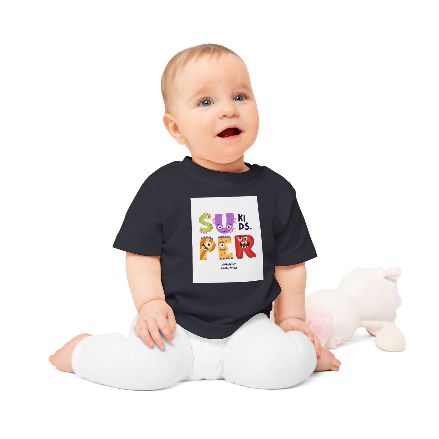 Super Kids Baby T-Shirt - Cute Cartoon Design for Playful Infants