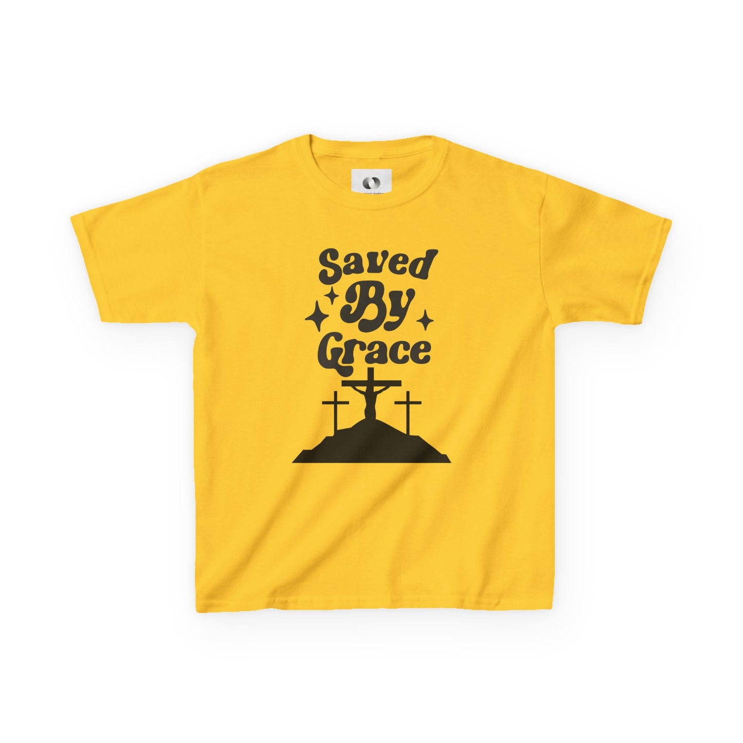 Kids Heavy Cotton™ Tee - 'Saved By Grace' Christian T-Shirt