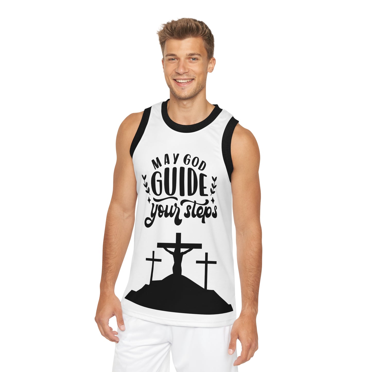 Inspirational Unisex Basketball Jersey - 'May God Guide Your Steps' Design