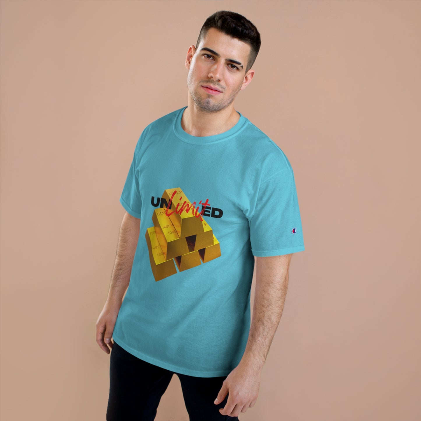 Champion Unlimited Graphic T-Shirt - Bold Gold Design for Trendy Casual Wear