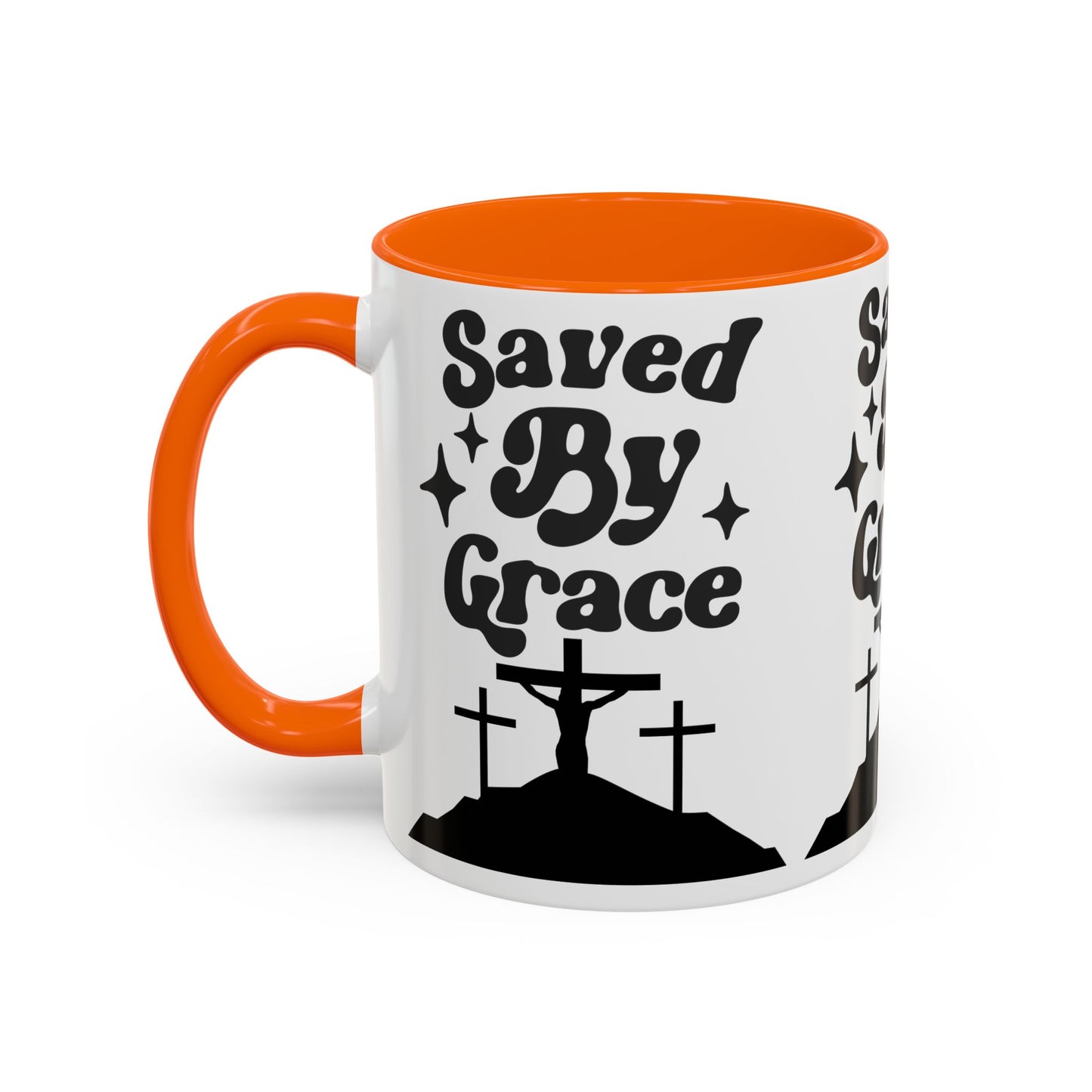 Saved By Grace Accent Coffee Mug - Inspirational Christian Gift (11, 15oz)