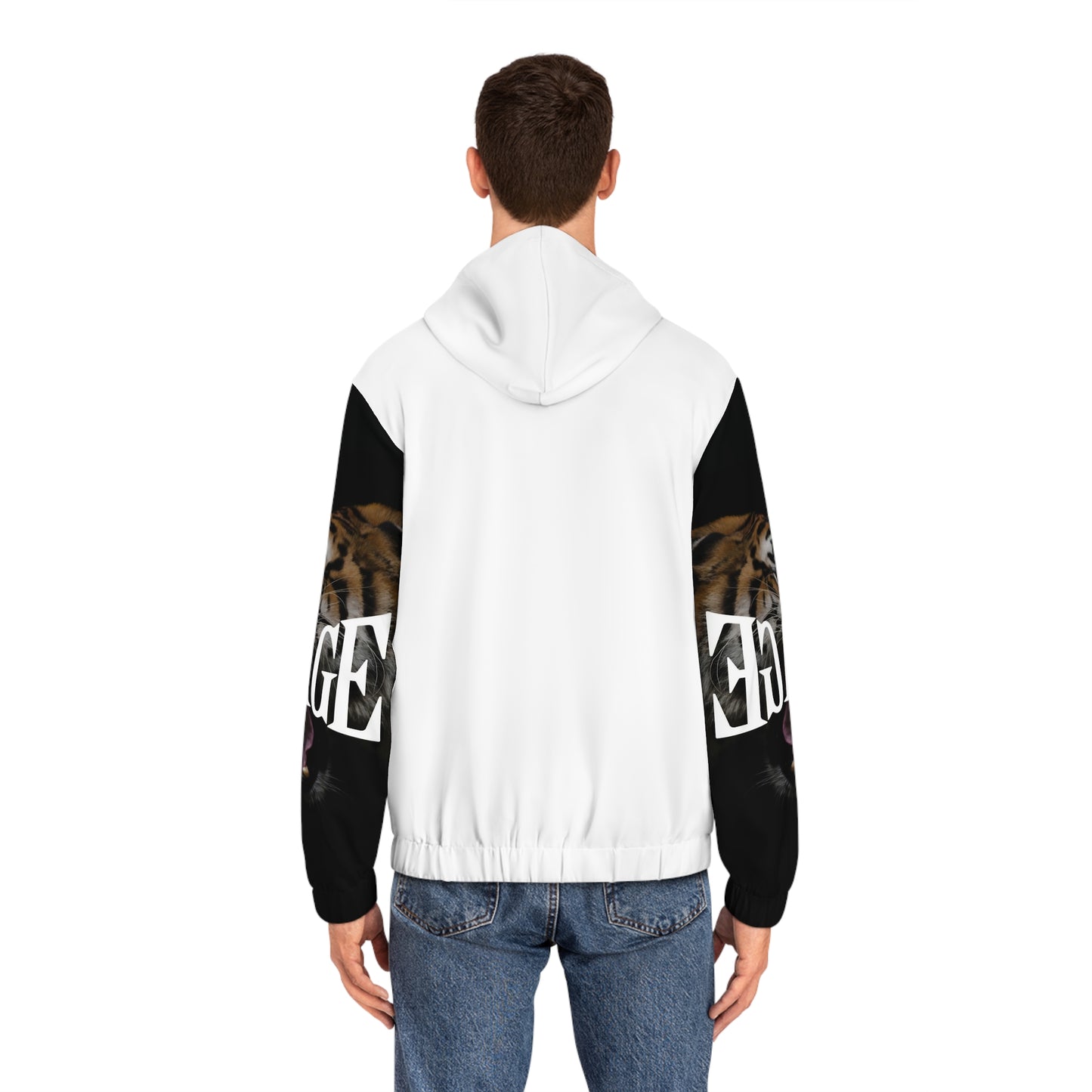 Savage Tiger Men's Full-Zip Hoodie - Fierce Tiger Design for Animal Lovers