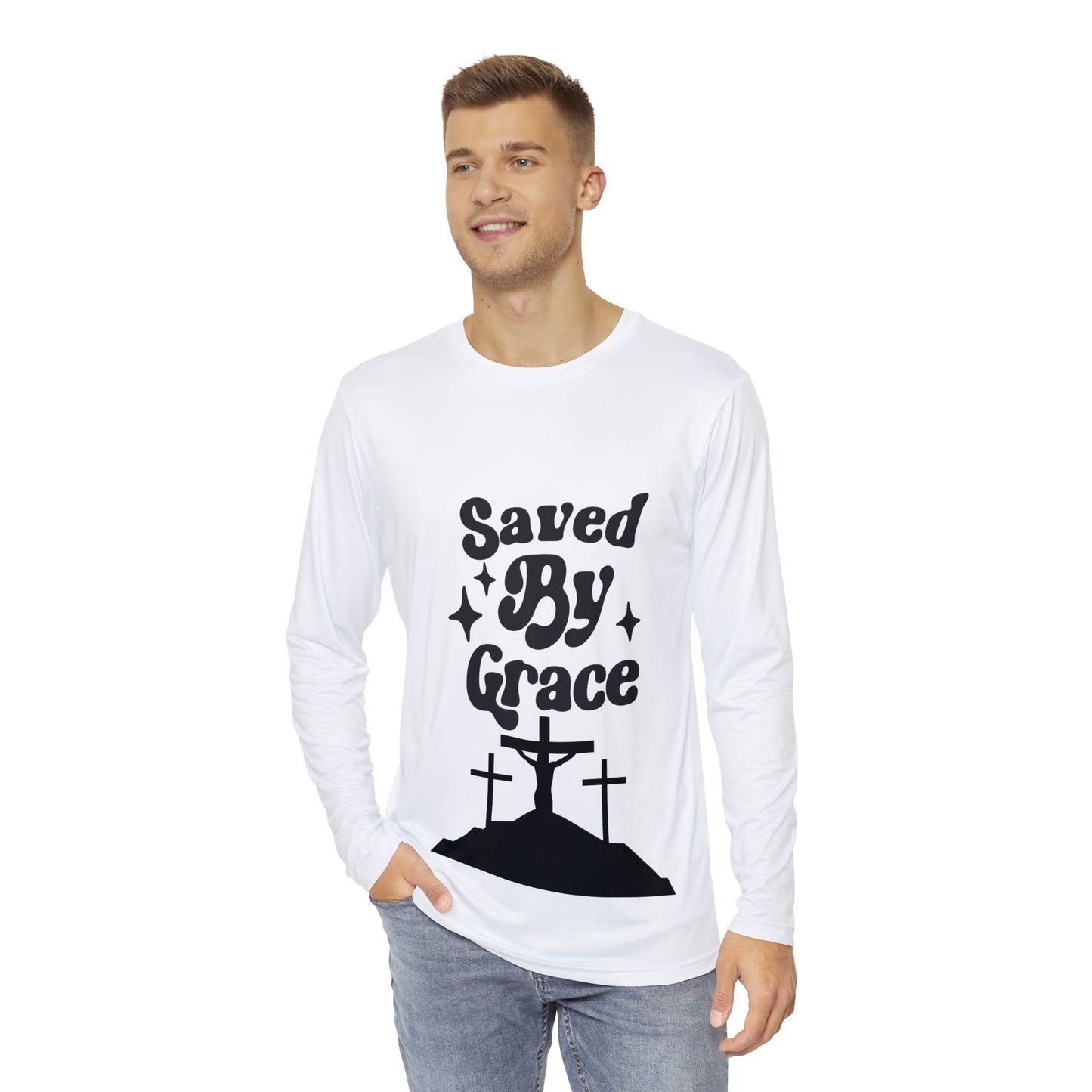 Saved By Grace Men's Long Sleeve Shirt (AOP)