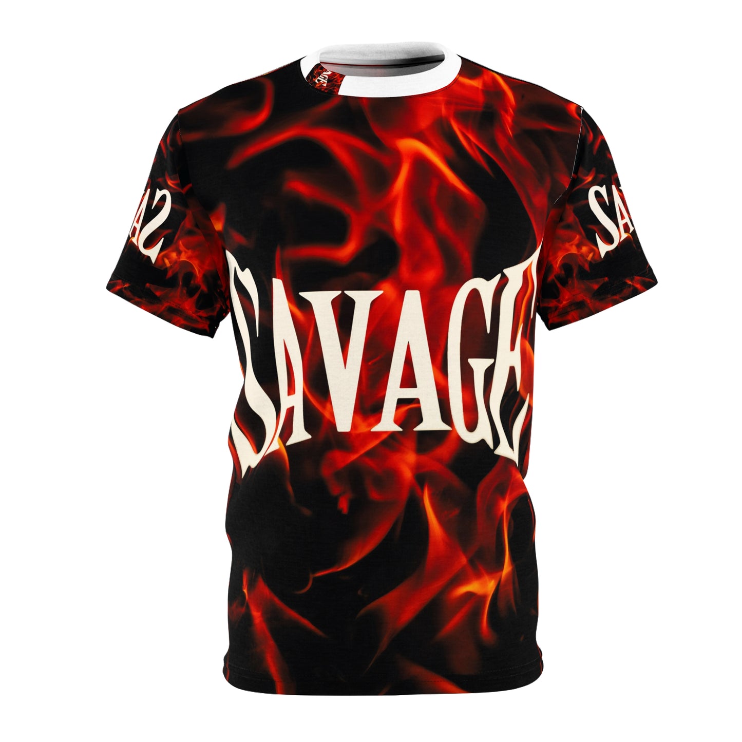 Savage Black Flame Graphic Tee - Unisex Cut & Sew Shirt for Bold Fashion Statements