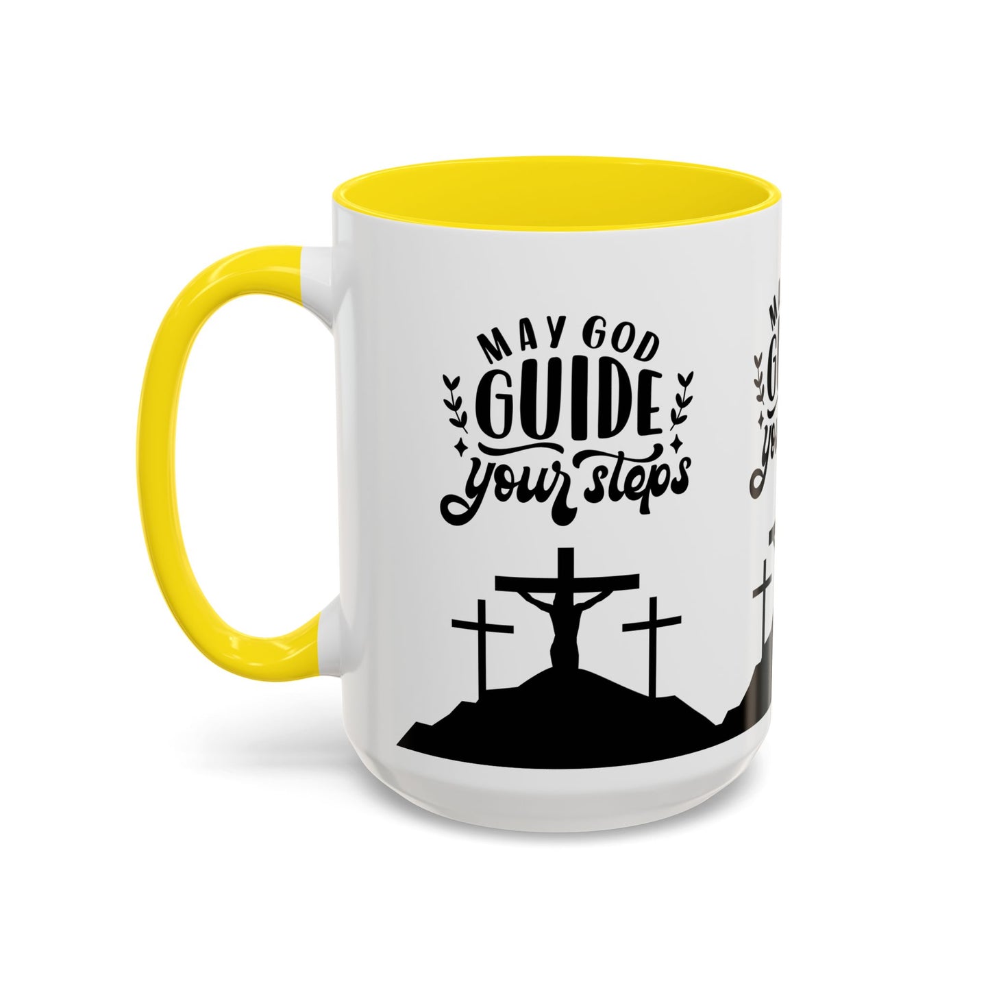 Inspirational Accent Coffee Mug - "May God Guide Your Steps" - Perfect for Faith & Hope