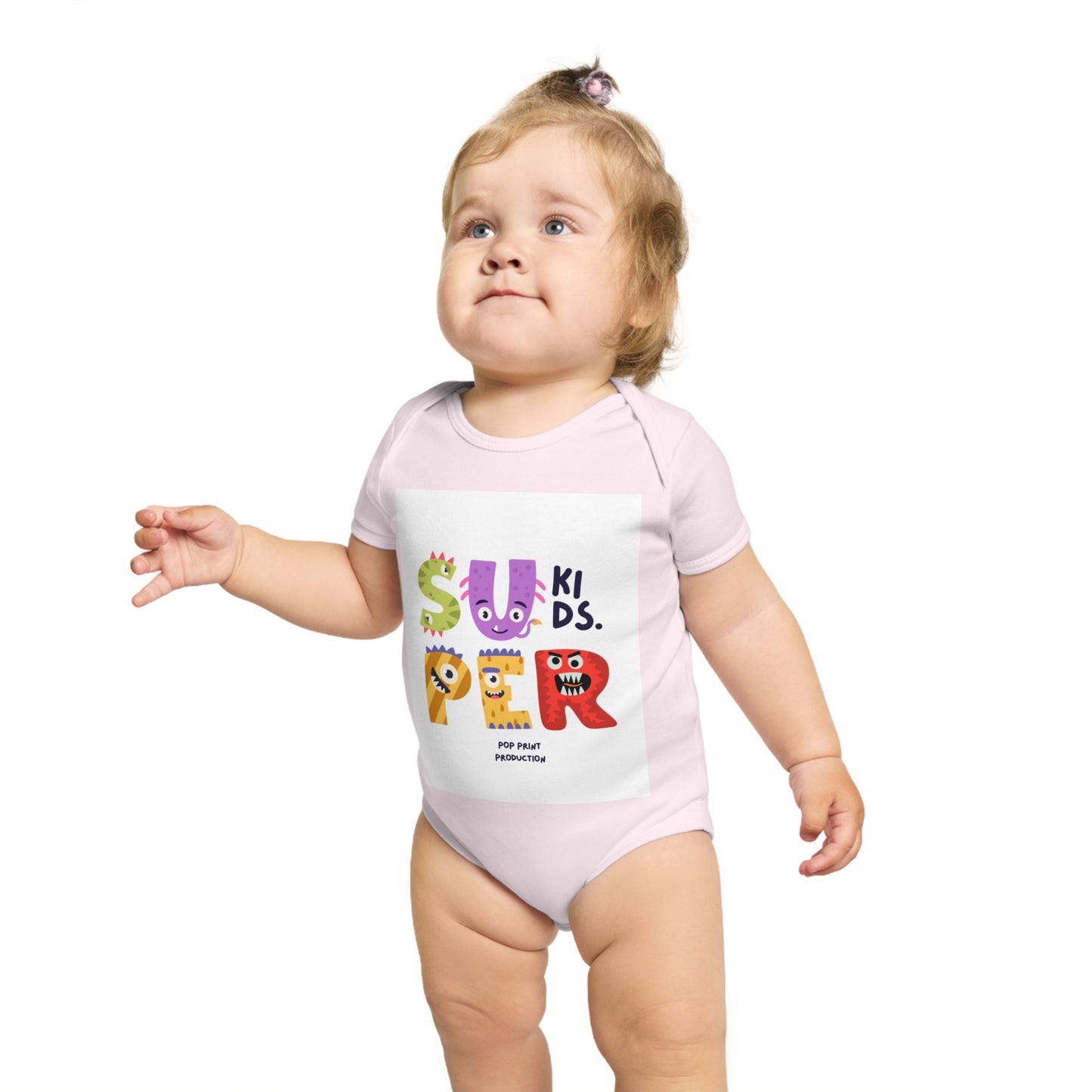 Super Kids Short Sleeve Baby Bodysuit - Fun & Colorful Design for Playful Infants