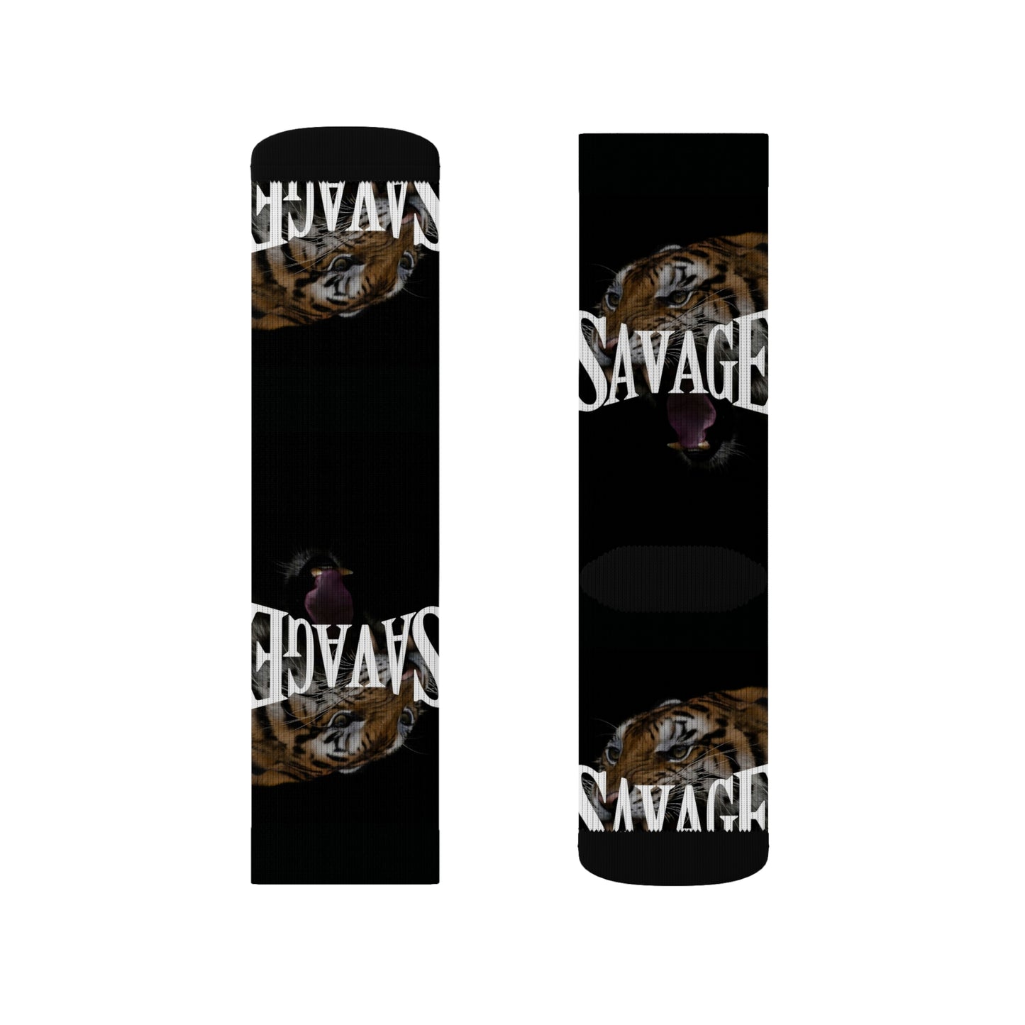 Savage Tiger Sublimation Socks - Bold Animal Print Crew Socks for Wild Style