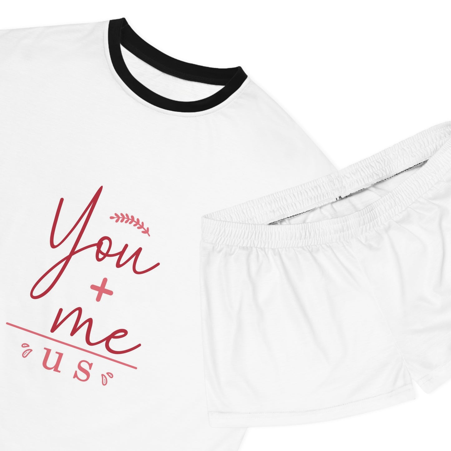 You + Me = Us Cozy Women's Short Pajama Set - 'You + me = Us' Design