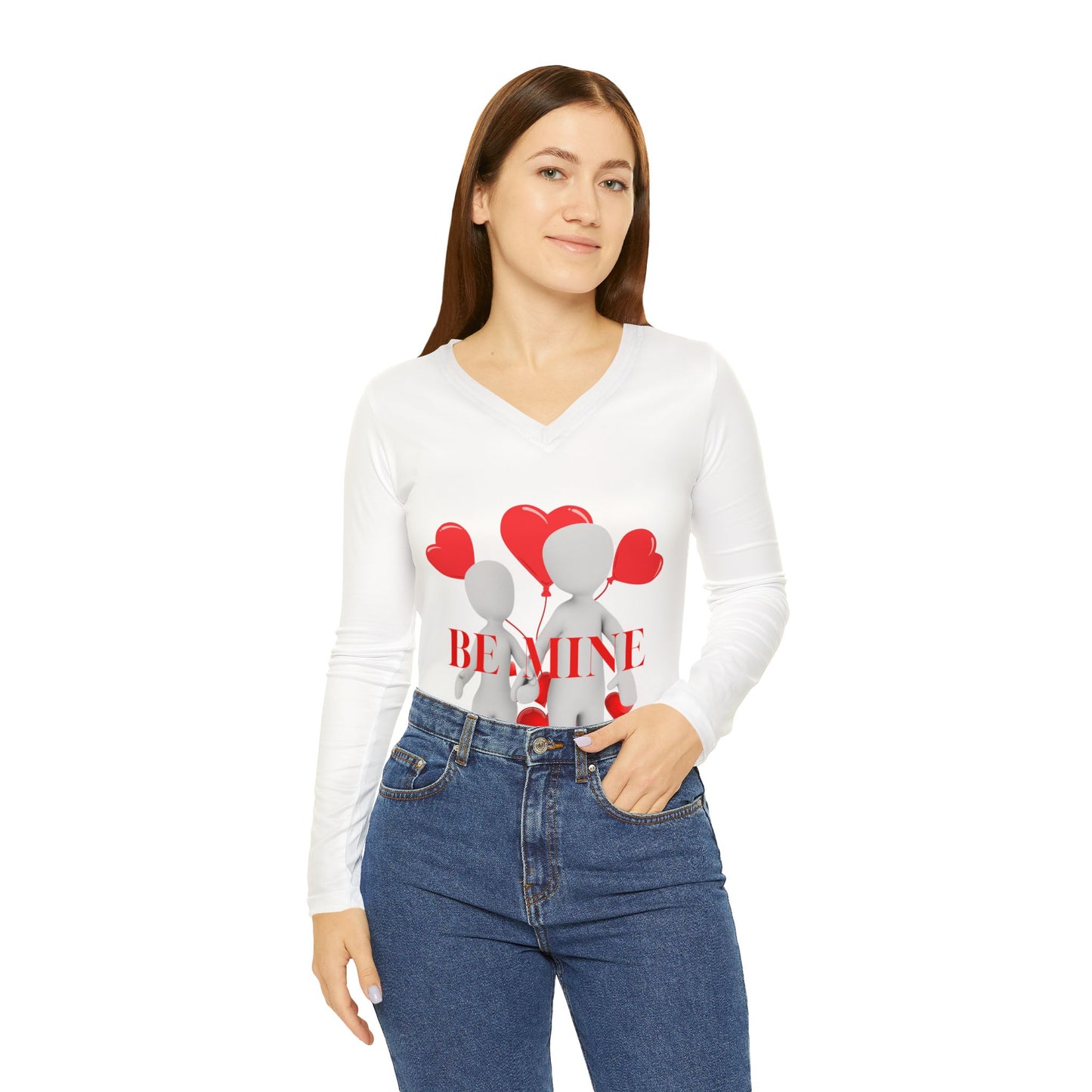 Valentine's Day 'Be Mine' Women's Long Sleeve V-Neck Shirt