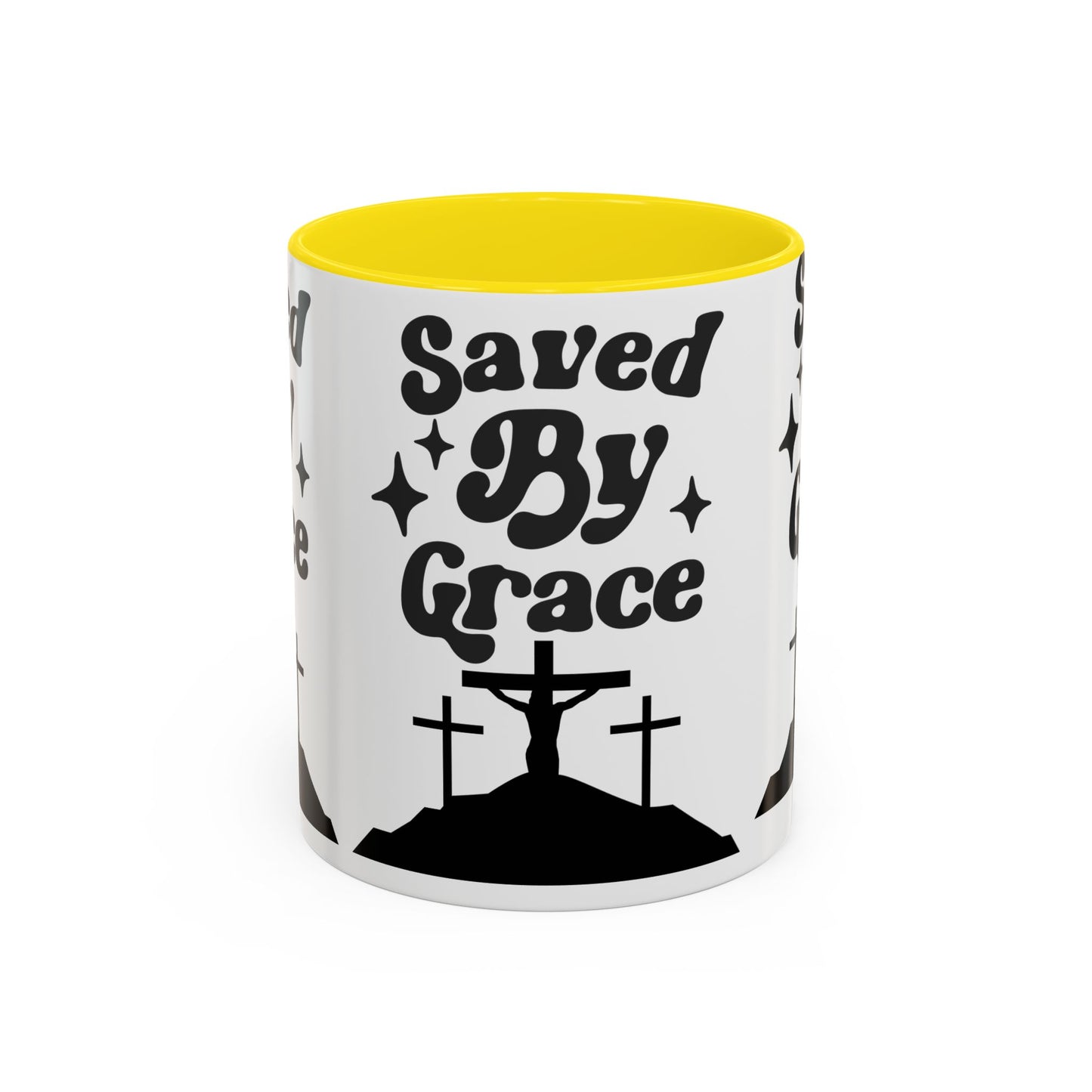 Saved By Grace Accent Coffee Mug - Inspirational Christian Gift (11, 15oz)