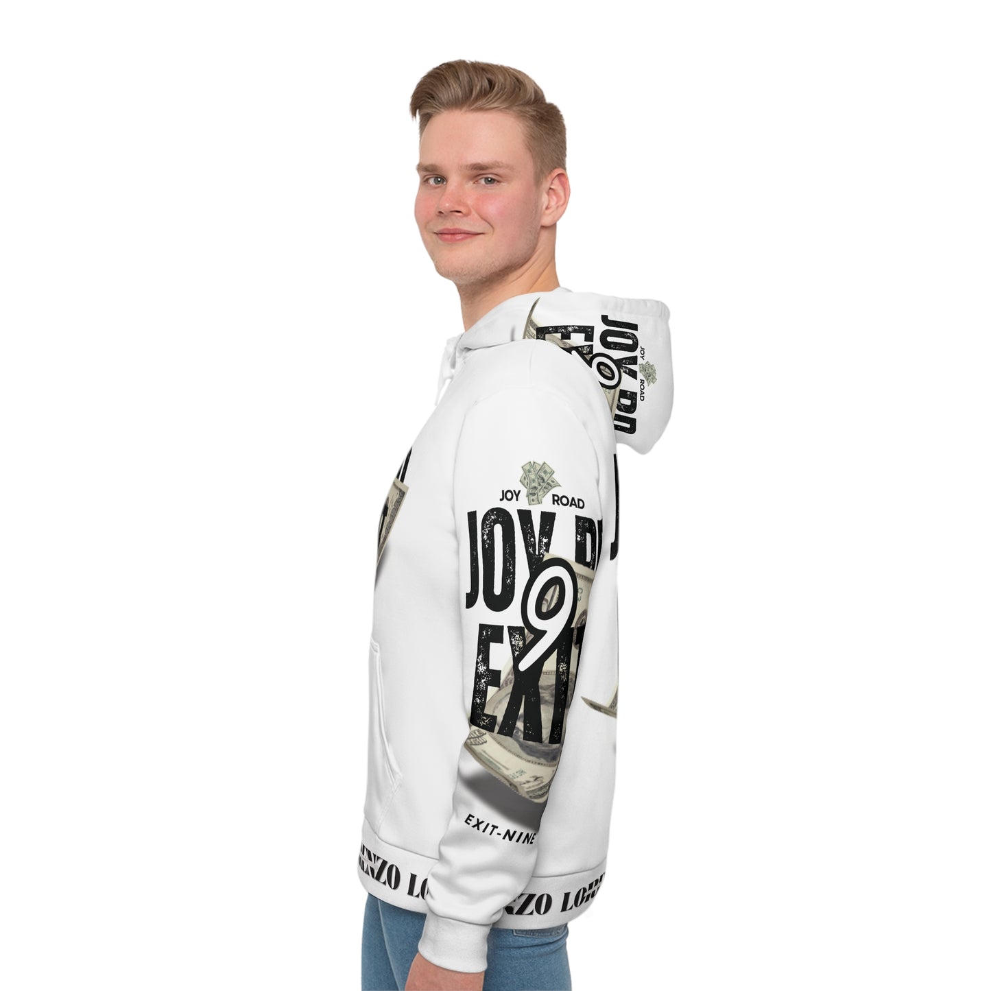 Street Style Men's Hoodie with Dollar Bill Design - Perfect for Casual Wear