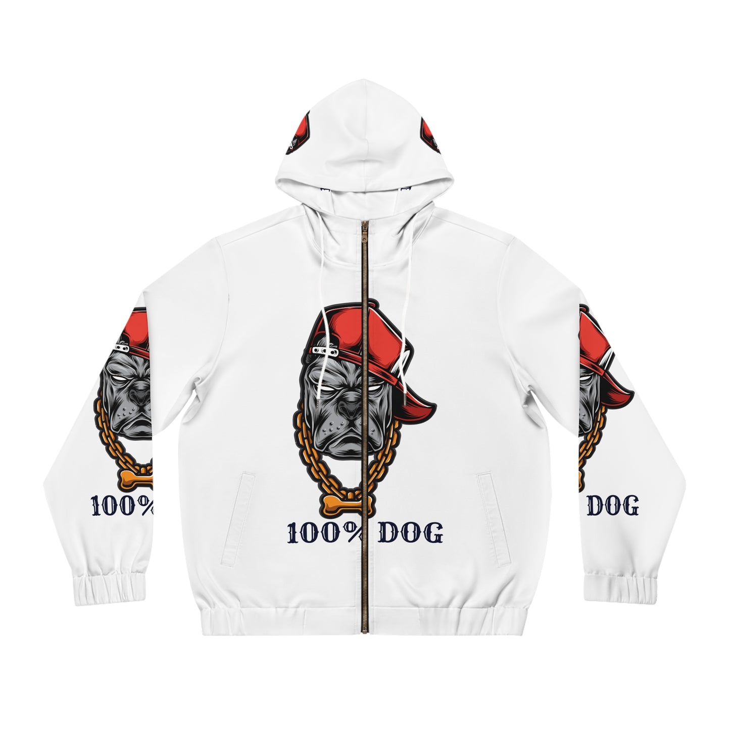 100% Dog Men's Full-Zip Hoodie - Trendy Pet Lover Apparel