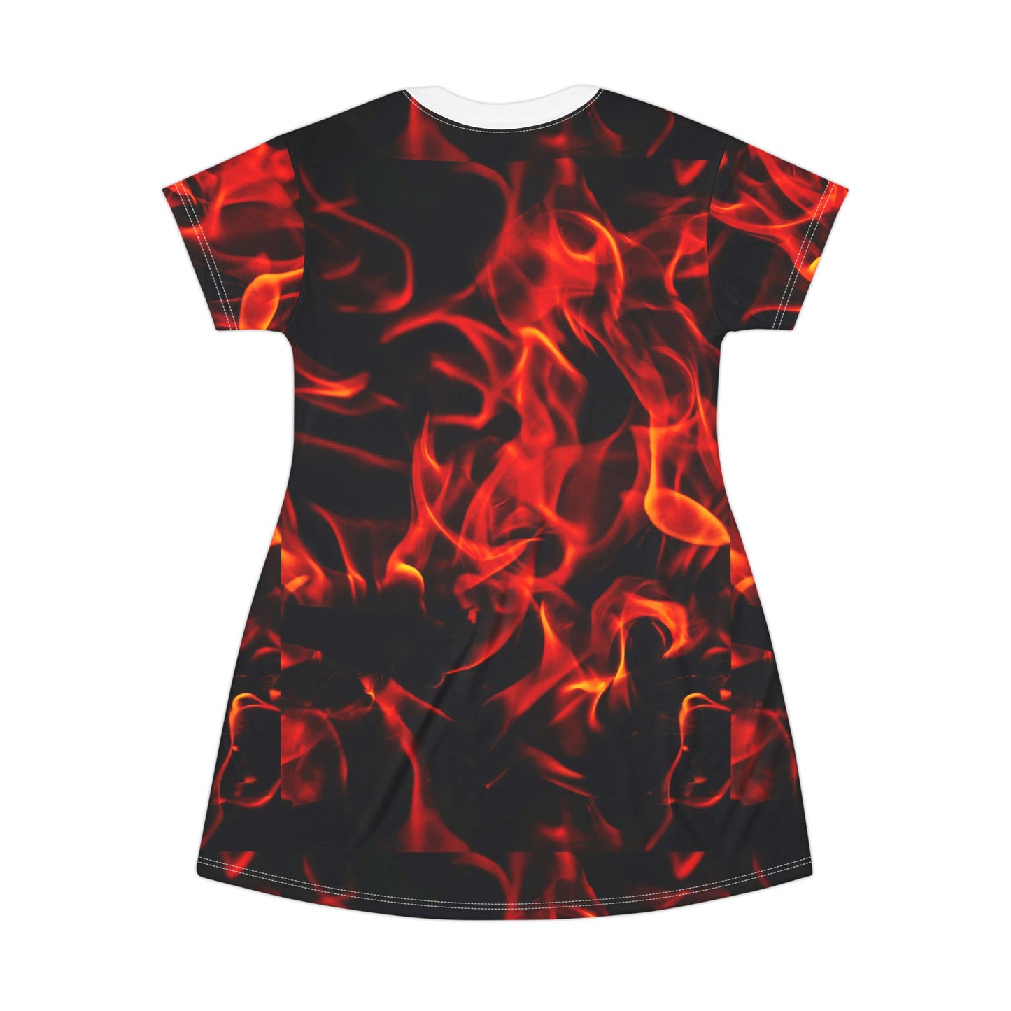 Fiery Flames T-Shirt Dress - Bold & Stylish for Casual Summer Outings