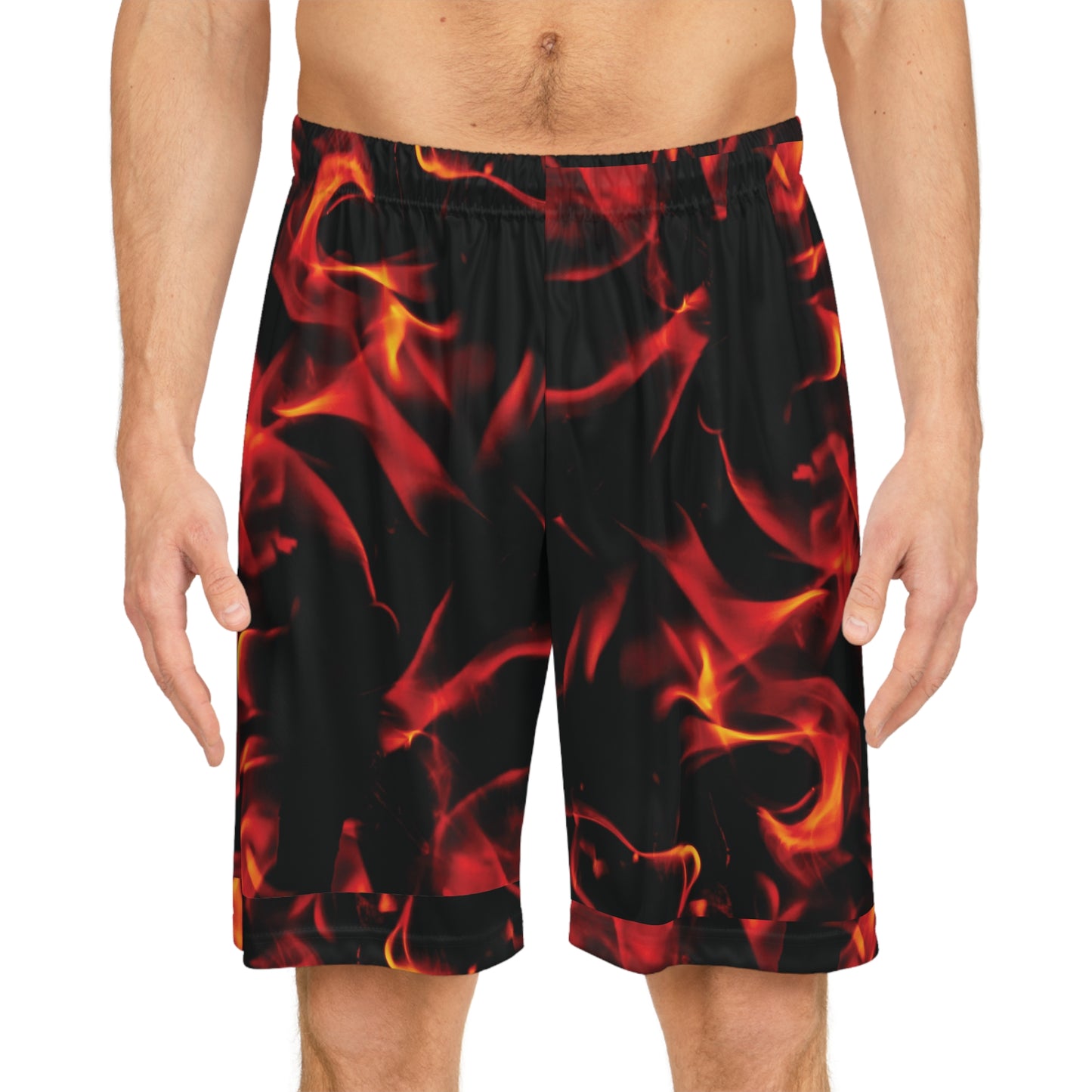 Men's Fire Flames Basketball Shorts - Stylish Sportswear for Athletes