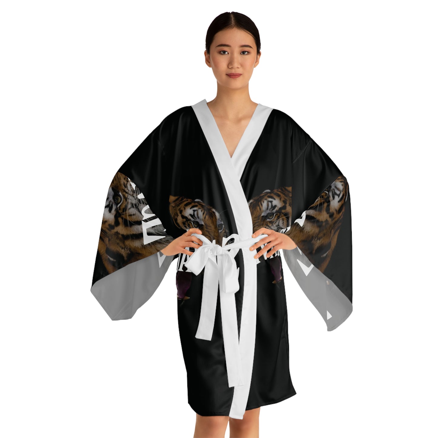 Savage Tiger Long Sleeve Kimono Robe - Bold and Stylish Loungewear