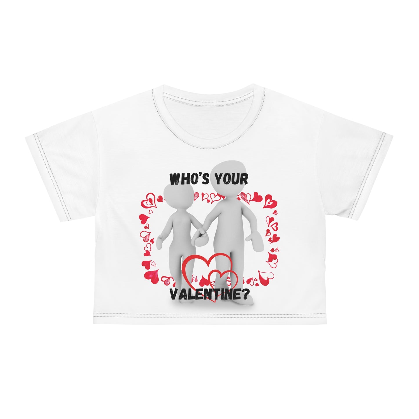 Who's Your Valentine? Crop Tee - Playful Valentine's Day Top