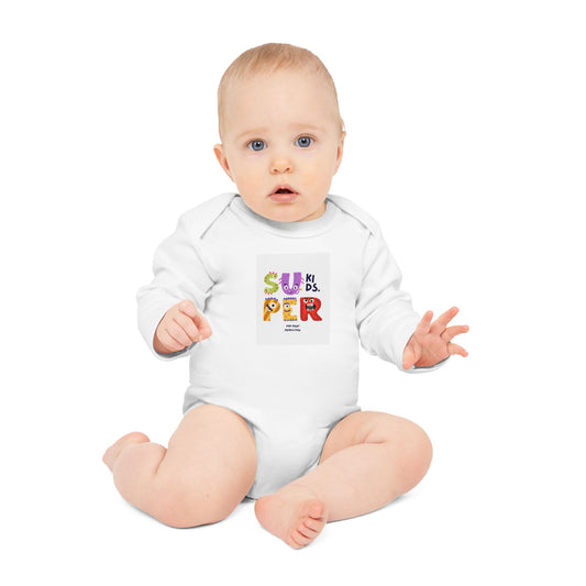 Super Kids Long-Sleeve Organic Baby Bodysuit - Cute & Colorful Design for Infants