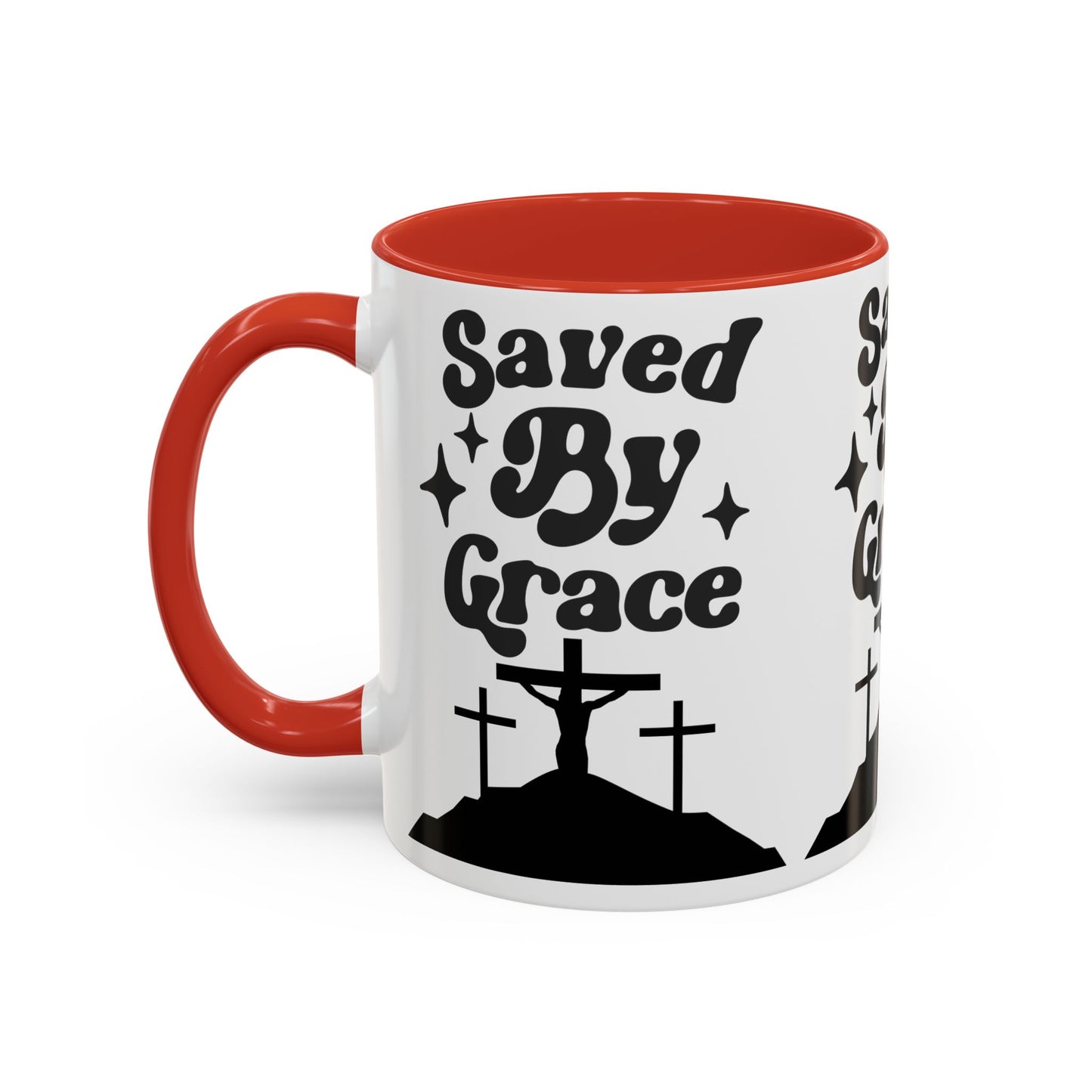 Saved By Grace Accent Coffee Mug - Inspirational Christian Gift (11, 15oz)