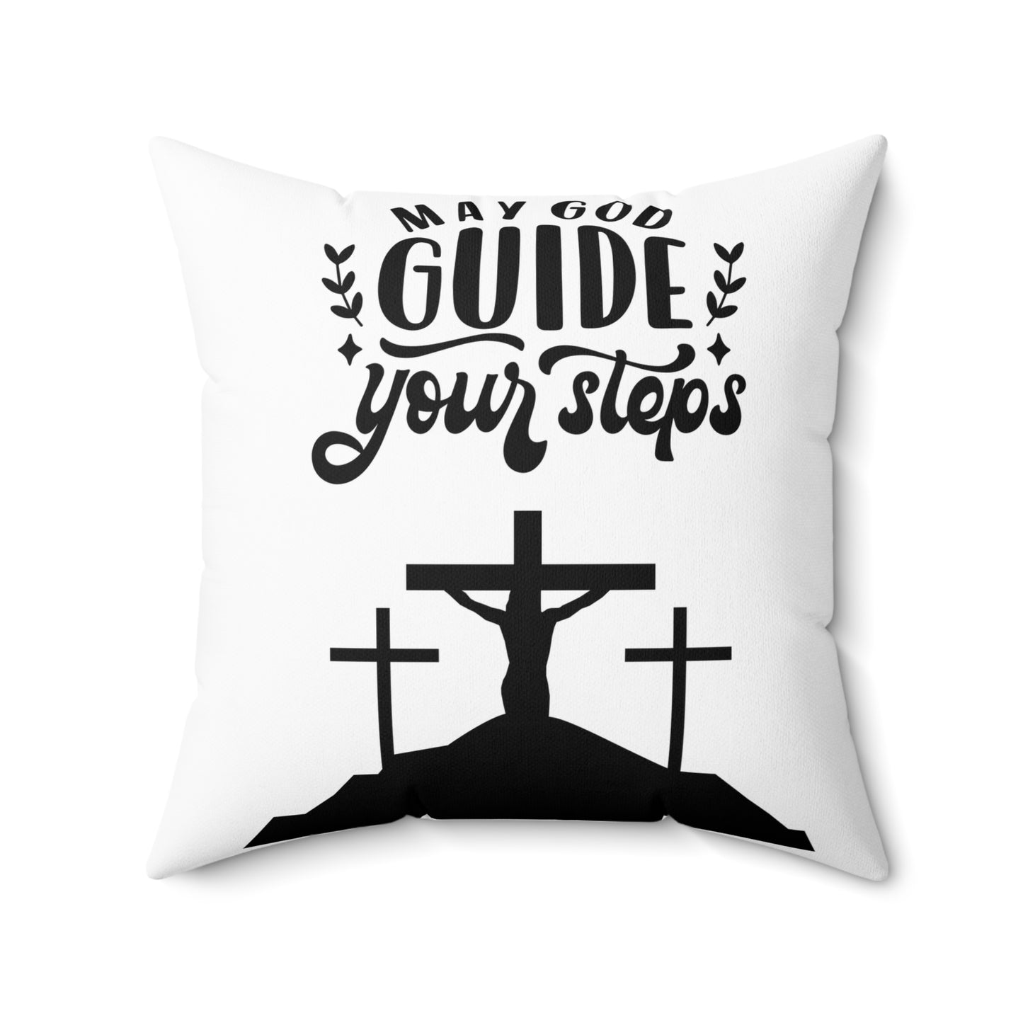 Inspirational Christian Square Pillow - 'May God Guide Your Steps'